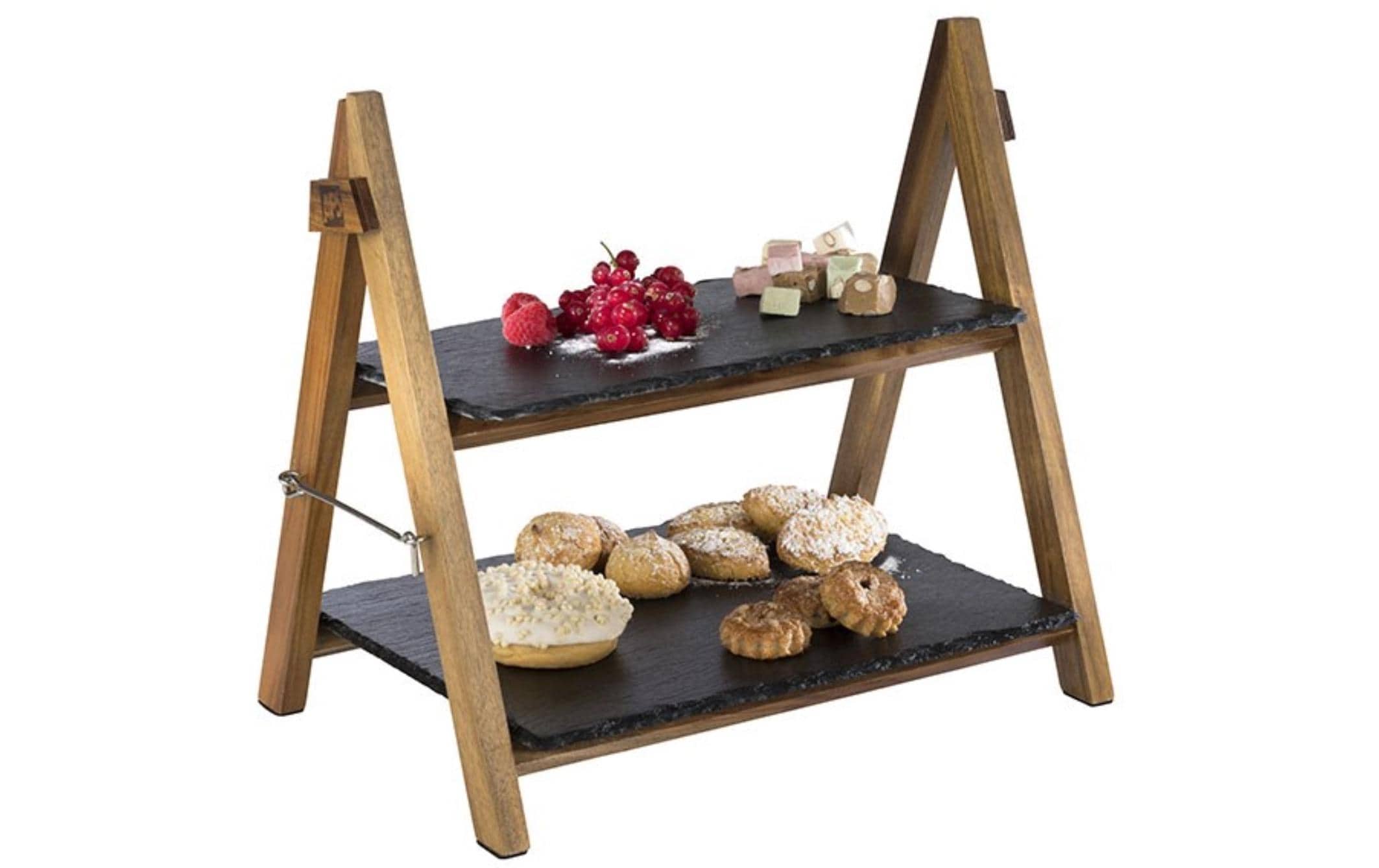 APS Serviergestell 2-stufig Braun/Schwarz