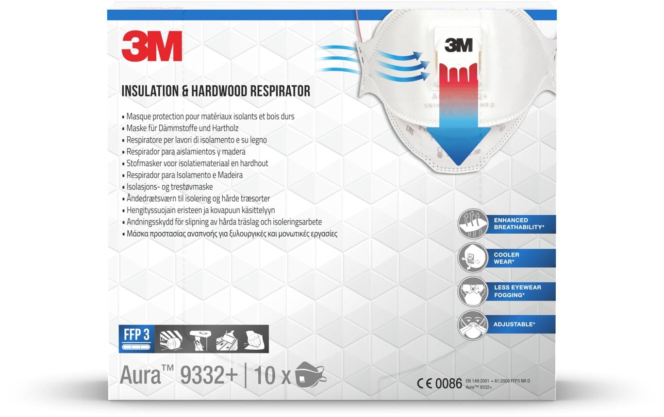3M Atemschutzmaske Aura 9332+ FFP3, 10 Stück