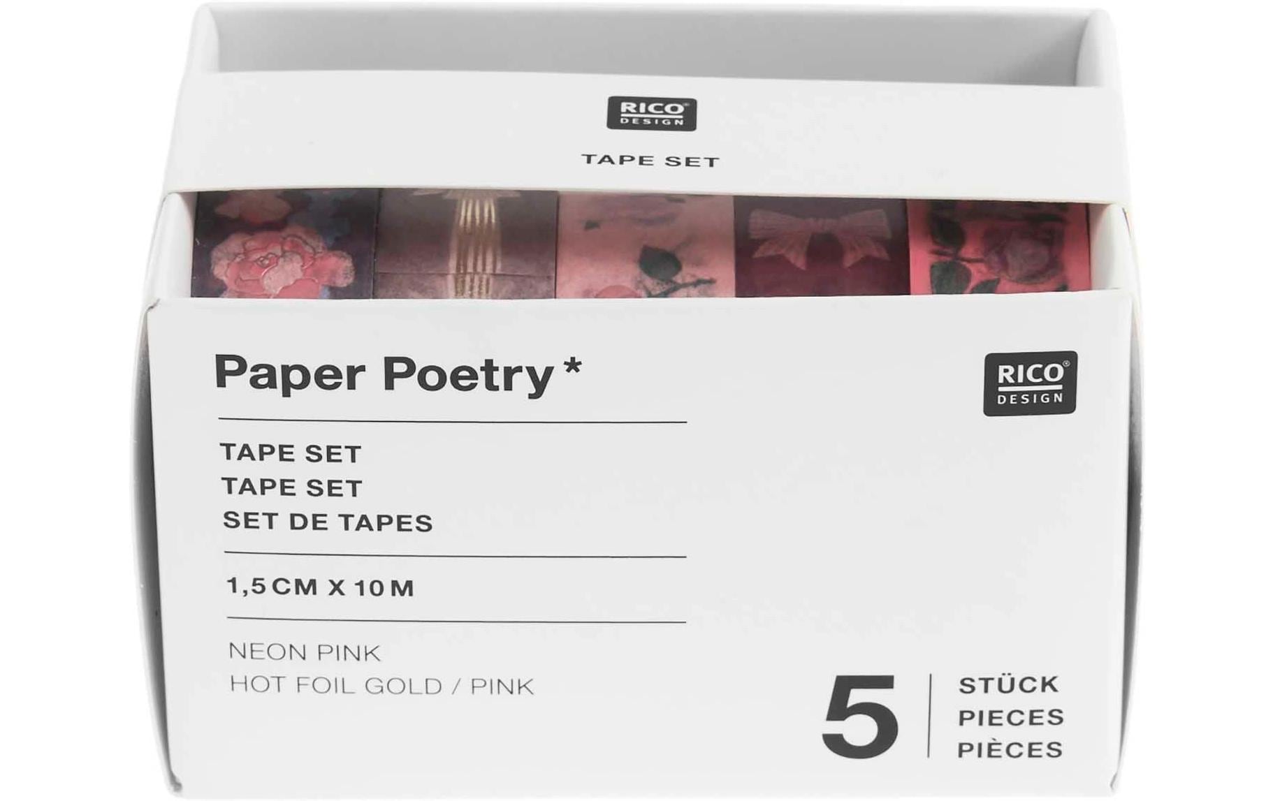 Rico Design Washi Tape Set La Vie En Ros 5 Stück, Pink, 10 m