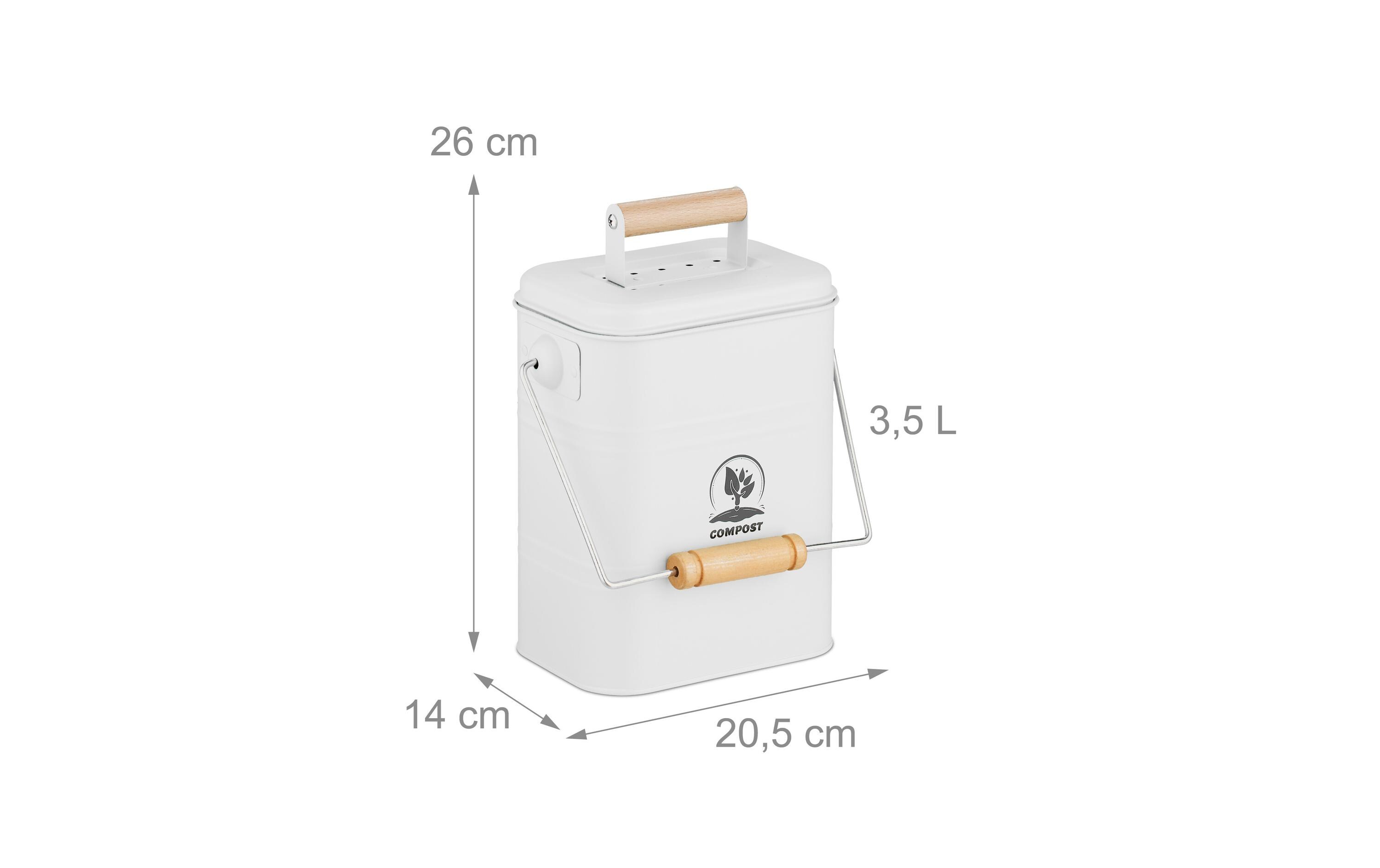 relaxdays Komposteimer 3.5 l, Hellbraun/Weiss