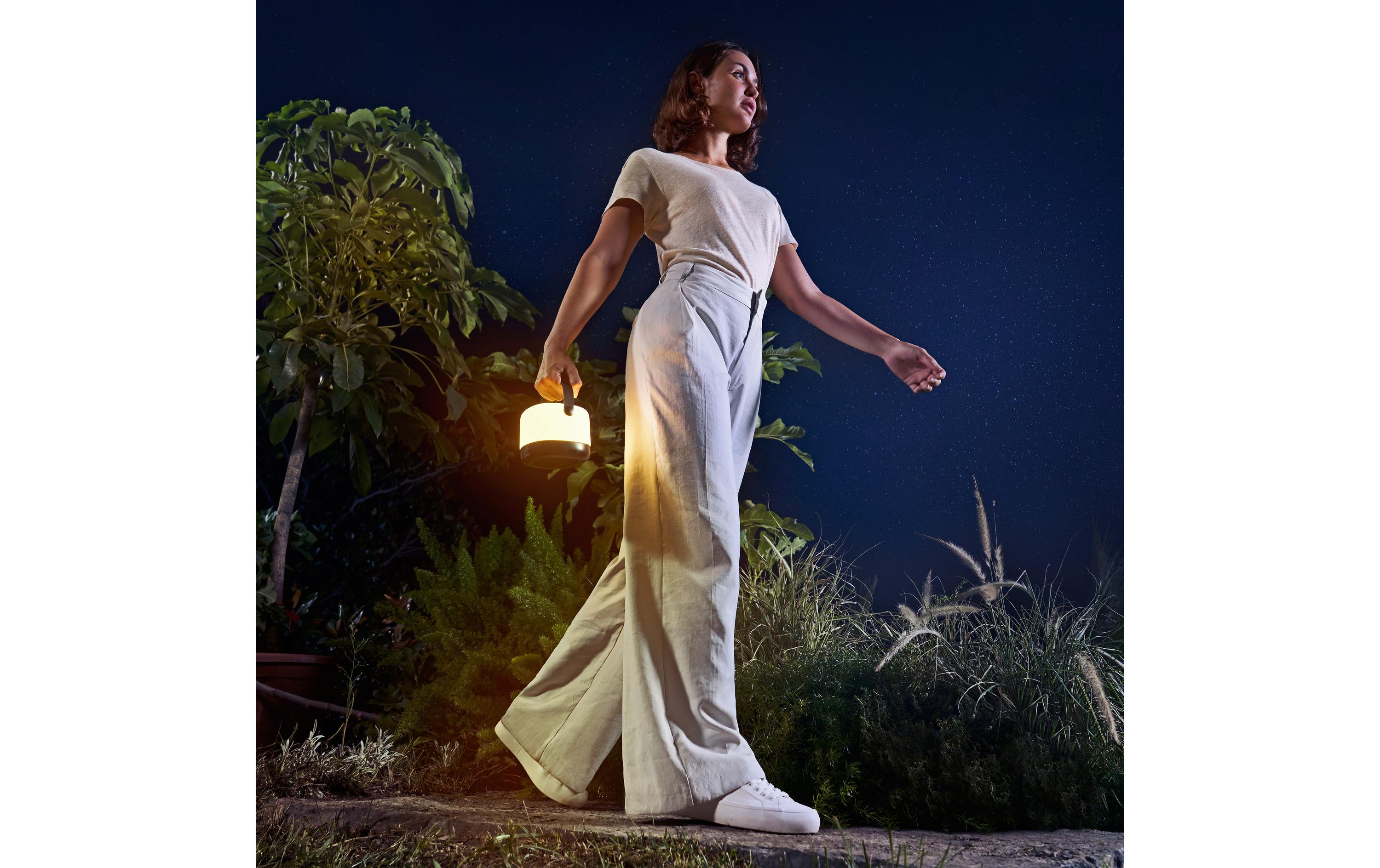 Philips Alula tragbare Solarleuchte, 3000K und RGB, USB, IP44 Weiss