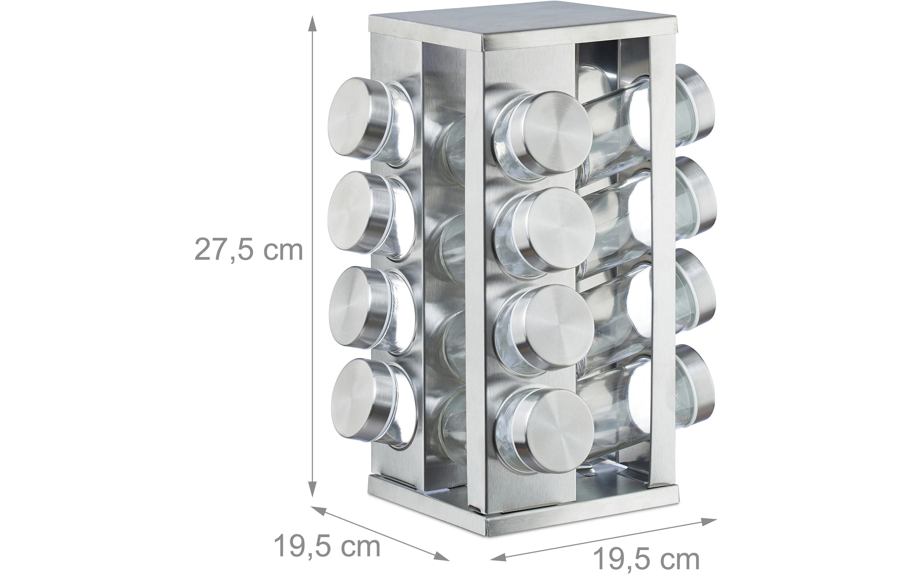 relaxdays Gewürzkarussell 16er Set Silber/Transparent