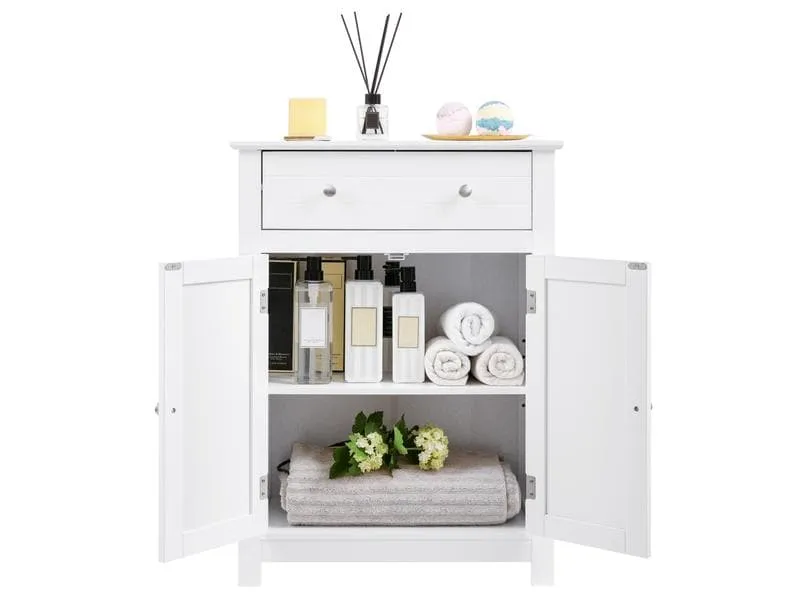 VASAGLE Badezimmerregal mit Schublade 60 x 80 cm, Weiss VASAGLE Badezimmerregal mit Schublade 60 x 80 cm, Weiss