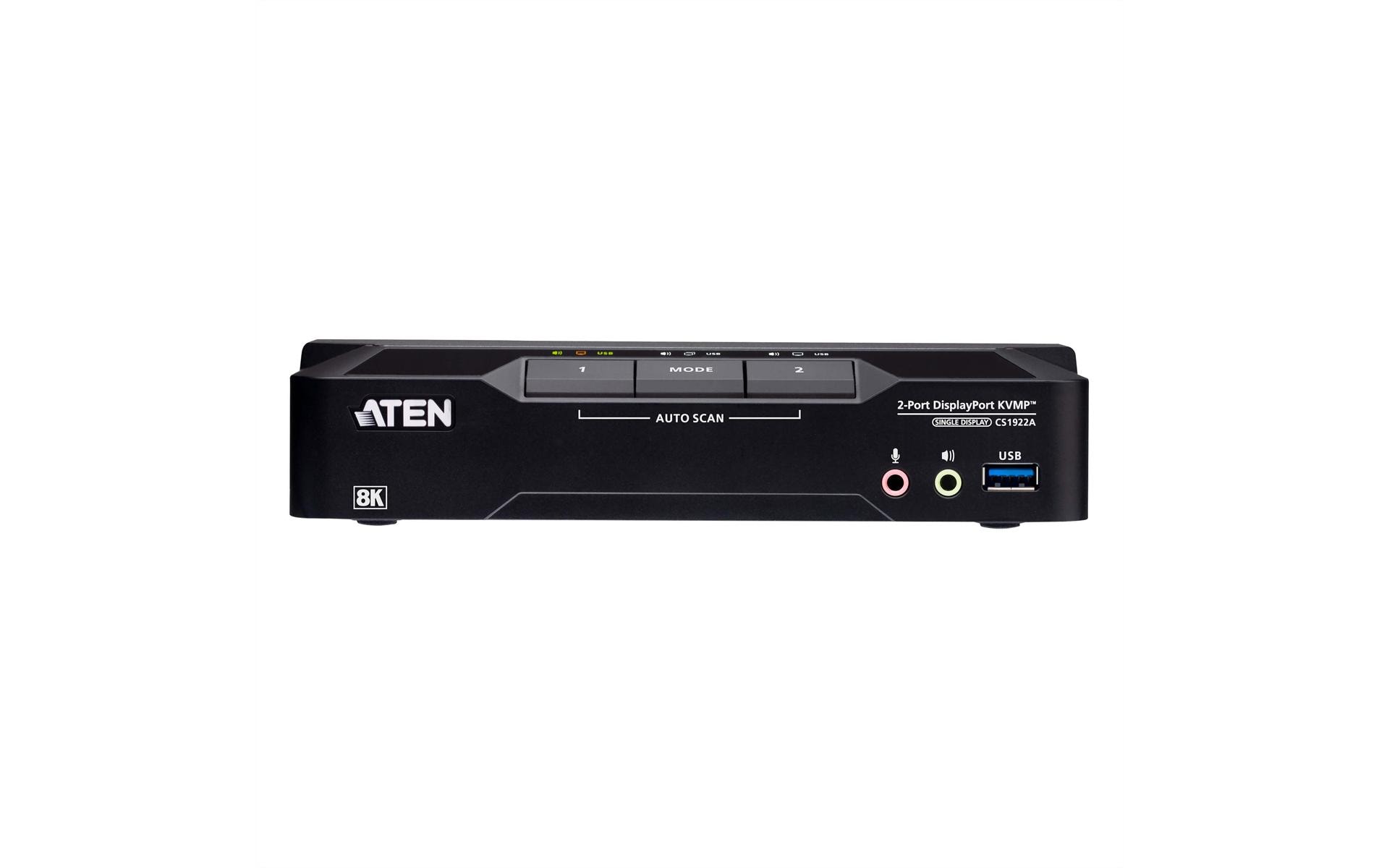 Aten KVM Switch CS1922A 2-Port USB 3.0 8K DisplayPort (3 Geräte)