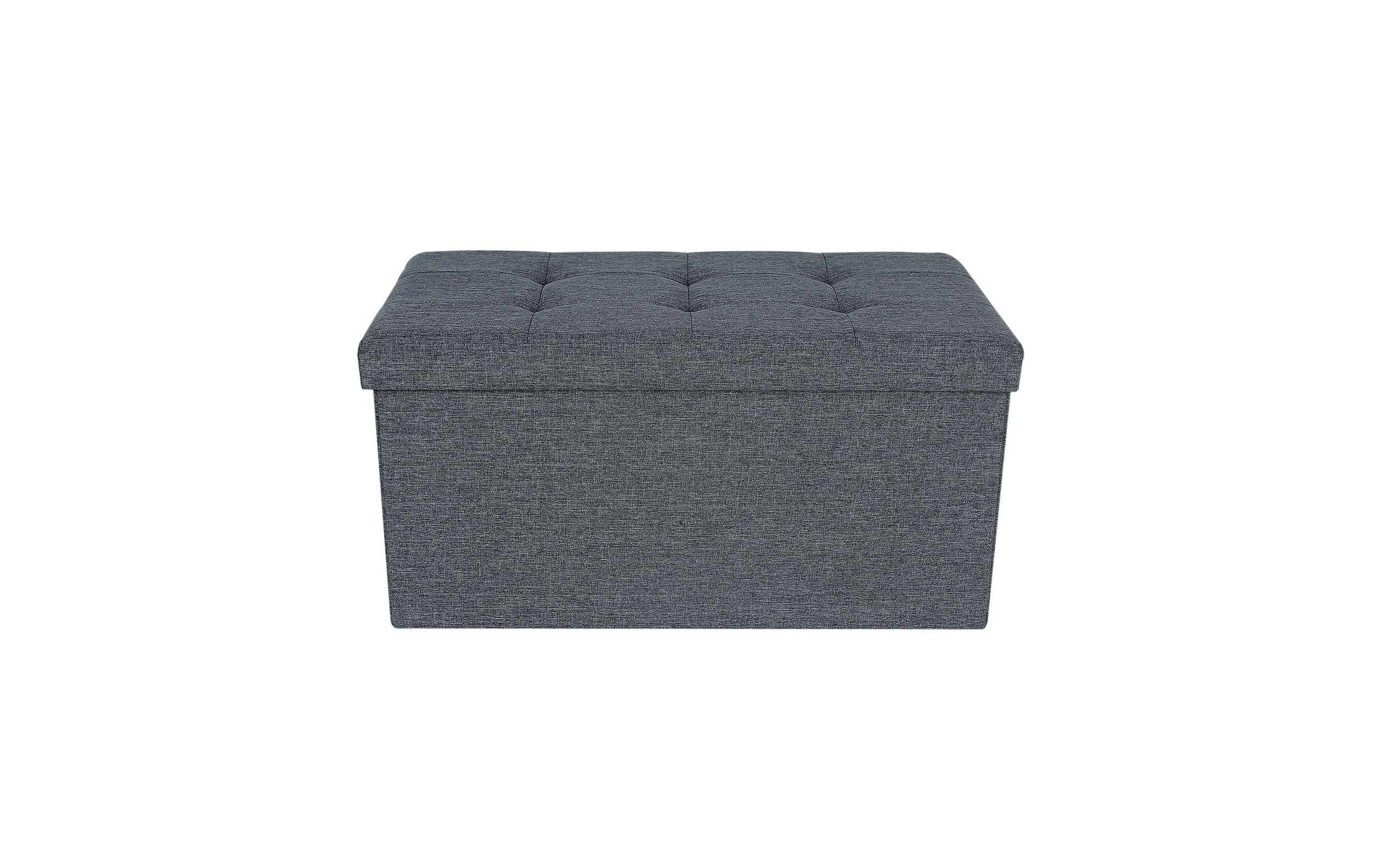 Songmics Sitztruhe Ottomane mit Stauraum 76 x 38 cm, Grau