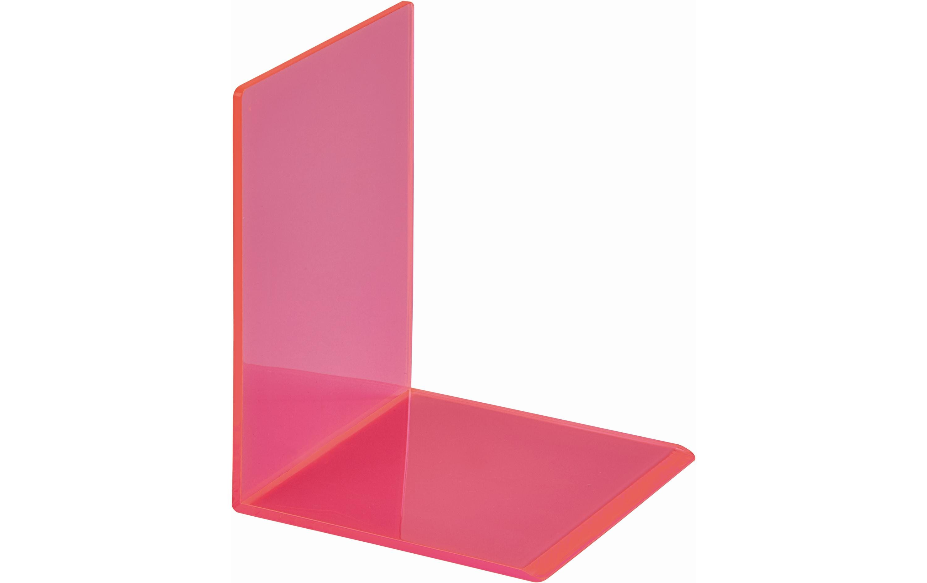 Maul Buchstütze aus Acryl Neon 10 x 10 x 13 cm, Pink, 2 Stk.