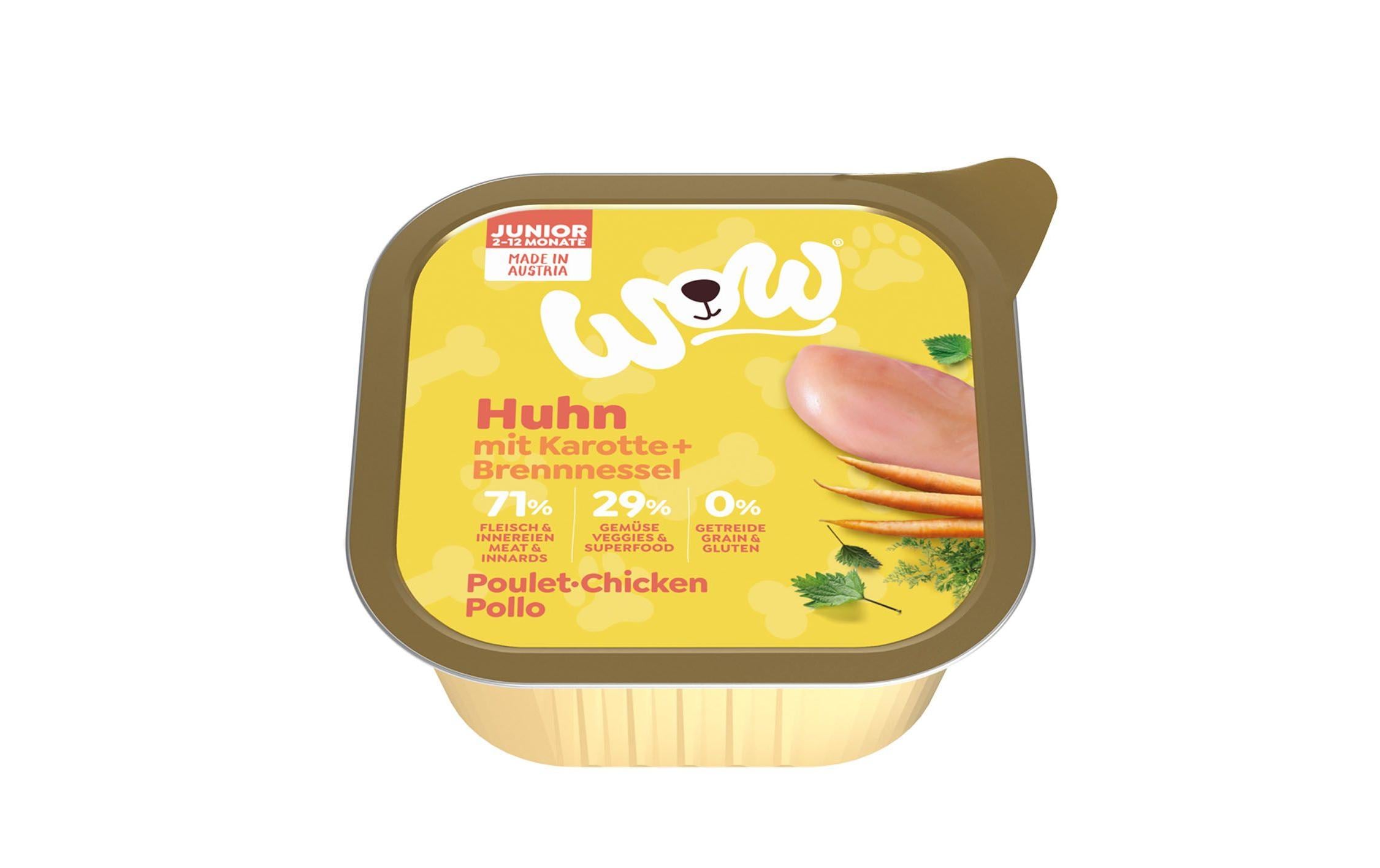 WOW Nassfutter Junior Huhn Schale, 11 x 150 g