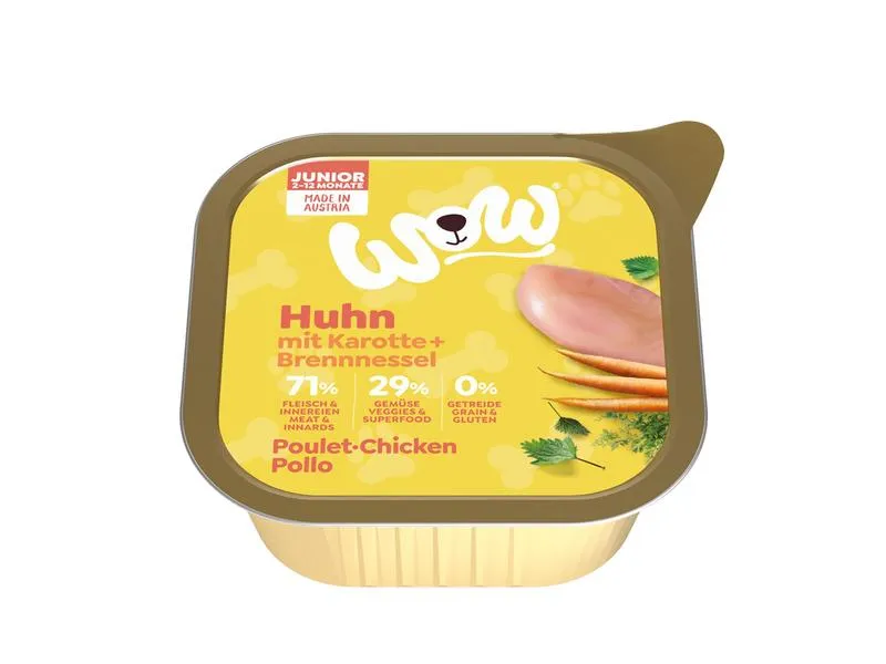 WOW Nassfutter Junior Huhn Schale, 11 x 150 g WOW Nassfutter Junior Huhn Schale, 11 x 150 g