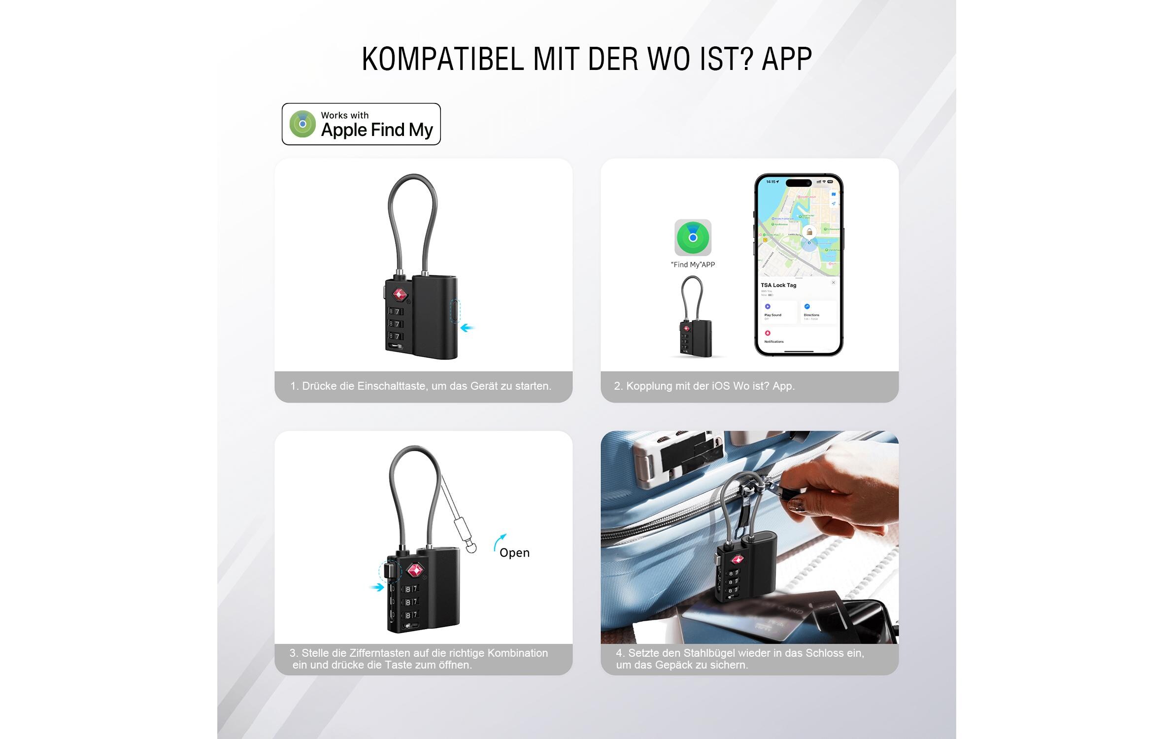 4smarts Standort-Finder SkyTag TSA Lock Schwarz