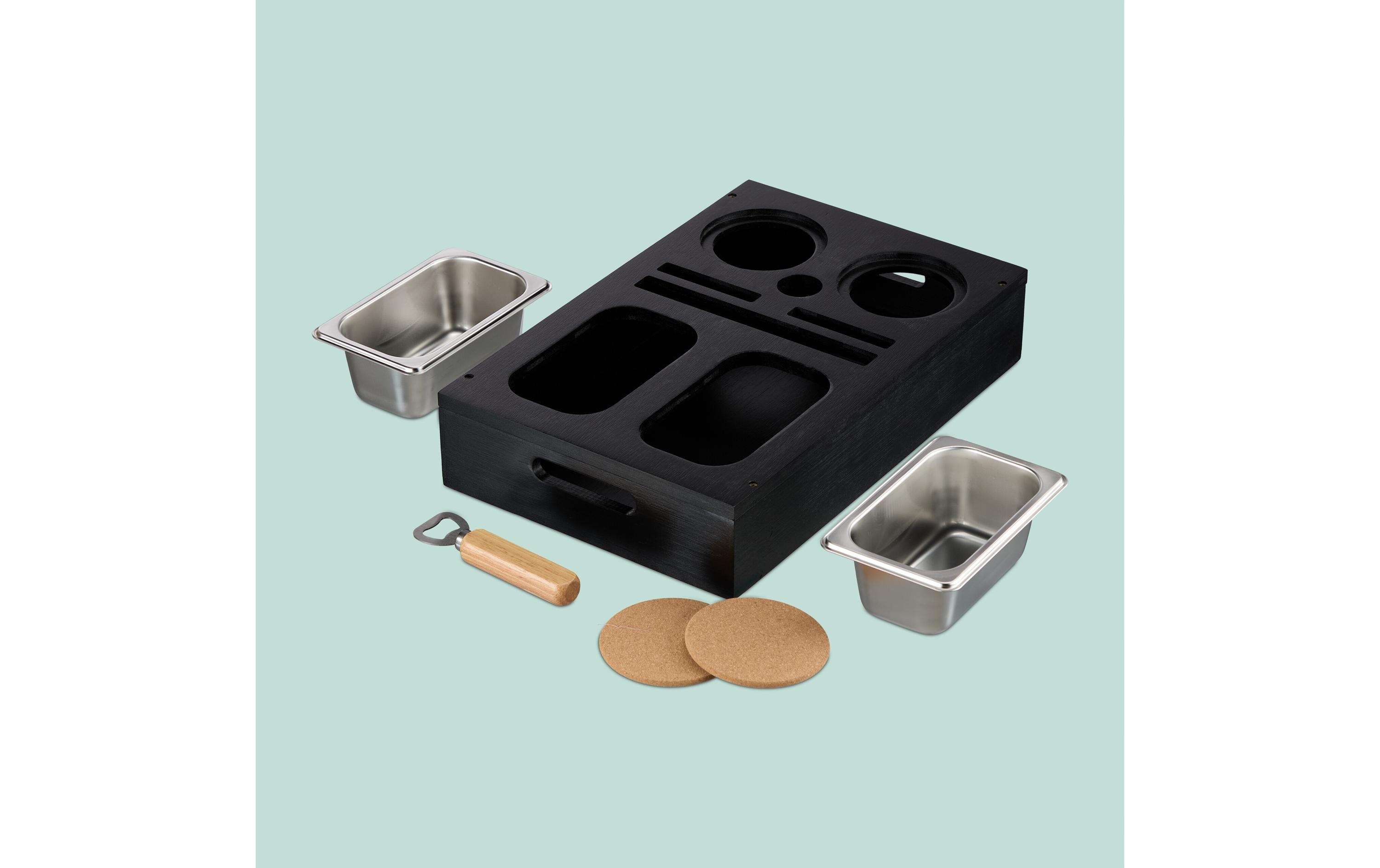 relaxdays Serviertablett mit Snackschalen Schwarz