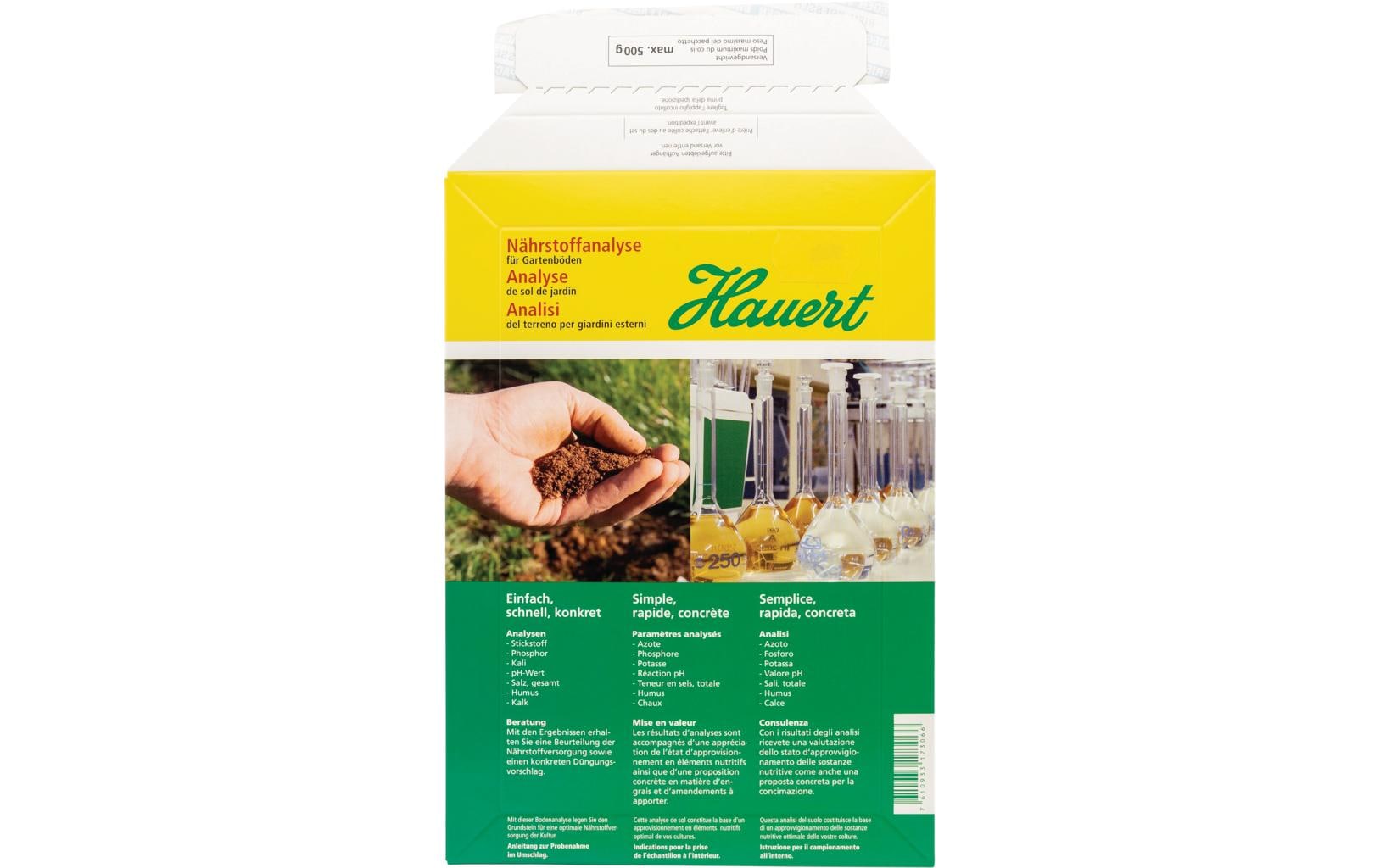Hauert Nährstoffanalyse-Set (Bodenanalyse) für Gartenböden