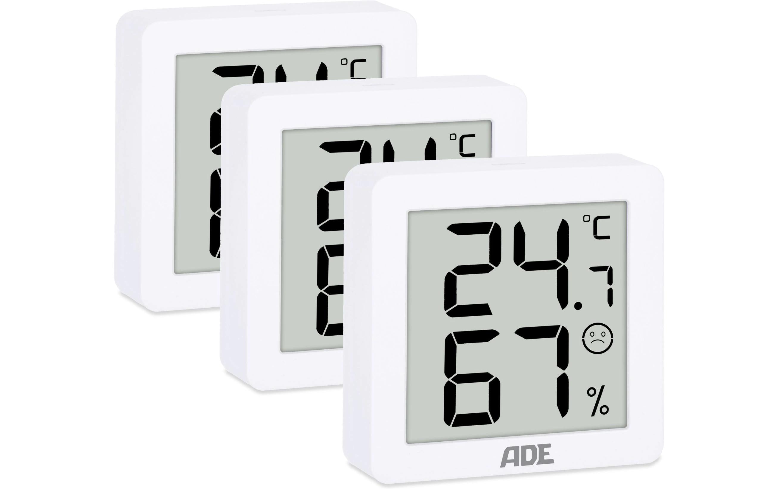 ADE Thermo-/Hygrometer digital 3 Stück, Weiss