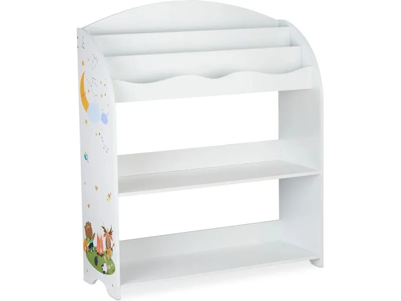 relaxdays Spielregal, 4 Boxen, 3 Bücherfächer