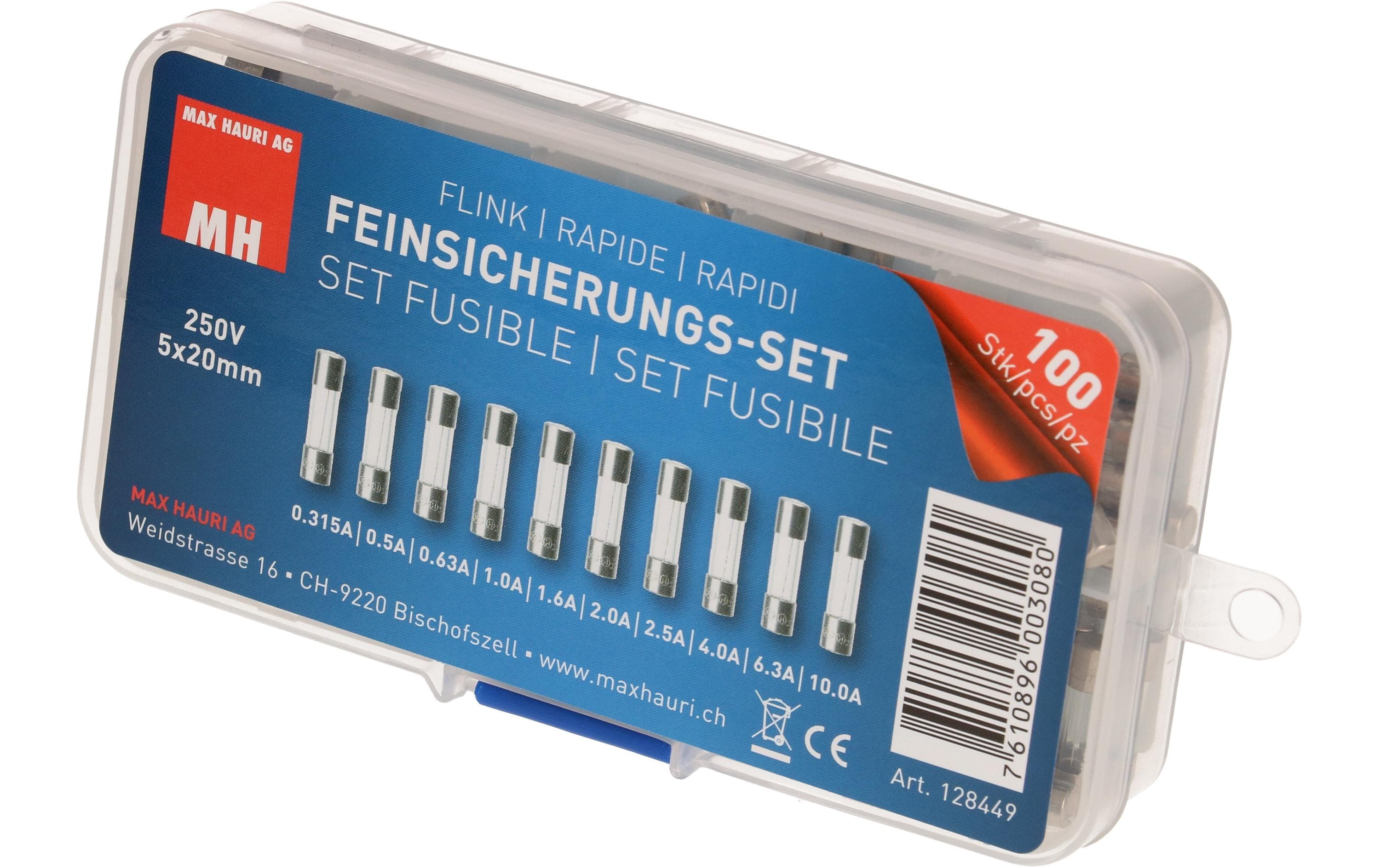 Max Hauri Schmelzsicherung Set 5 x 20 mm Flink, 100 Stück