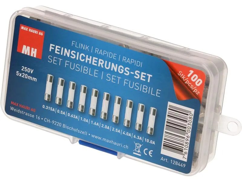 Max Hauri Schmelzsicherung Set 5 x 20 mm Flink, 100 Stück Max Hauri Schmelzsicherung Set 5 x 20 mm Flink, 100 Stück