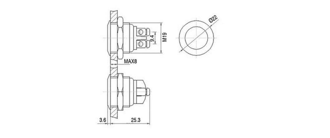Velleman Drucktaster Edelstahl 19 mm, flach 48 V DC / 2 A Velleman Drucktaster Edelstahl 19 mm, flach 48 V DC / 2 A