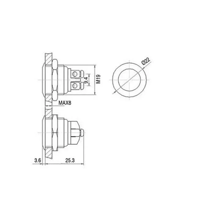 Velleman Drucktaster Edelstahl 19 mm, flach 48 V DC / 2 A Velleman Drucktaster Edelstahl 19 mm, flach 48 V DC / 2 A