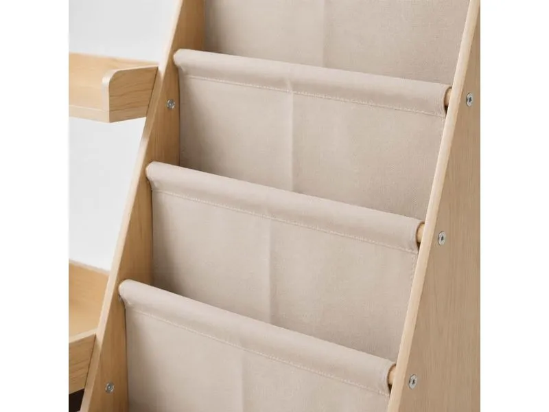 relaxdays Kinderbücherregal MDF Polyester Vlies Natur Weiss relaxdays Kinderbücherregal MDF Polyester Vlies Natur Weiss