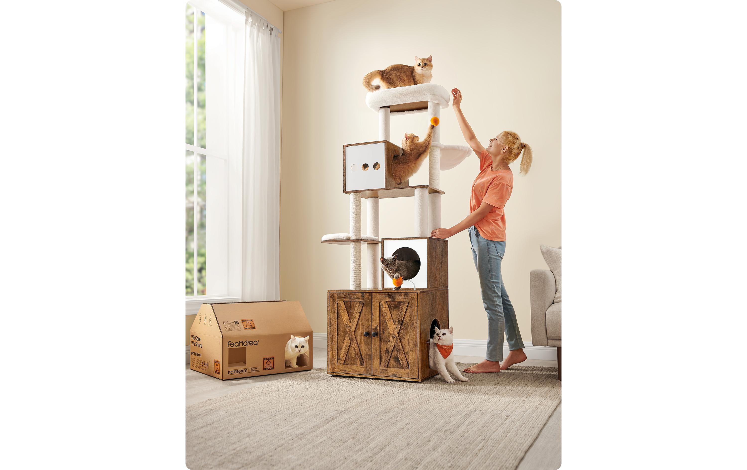 Feandrea Katzenbaum mit Katzenklo, 185 cm Feandrea Katzenbaum mit Katzenklo, 185 cm