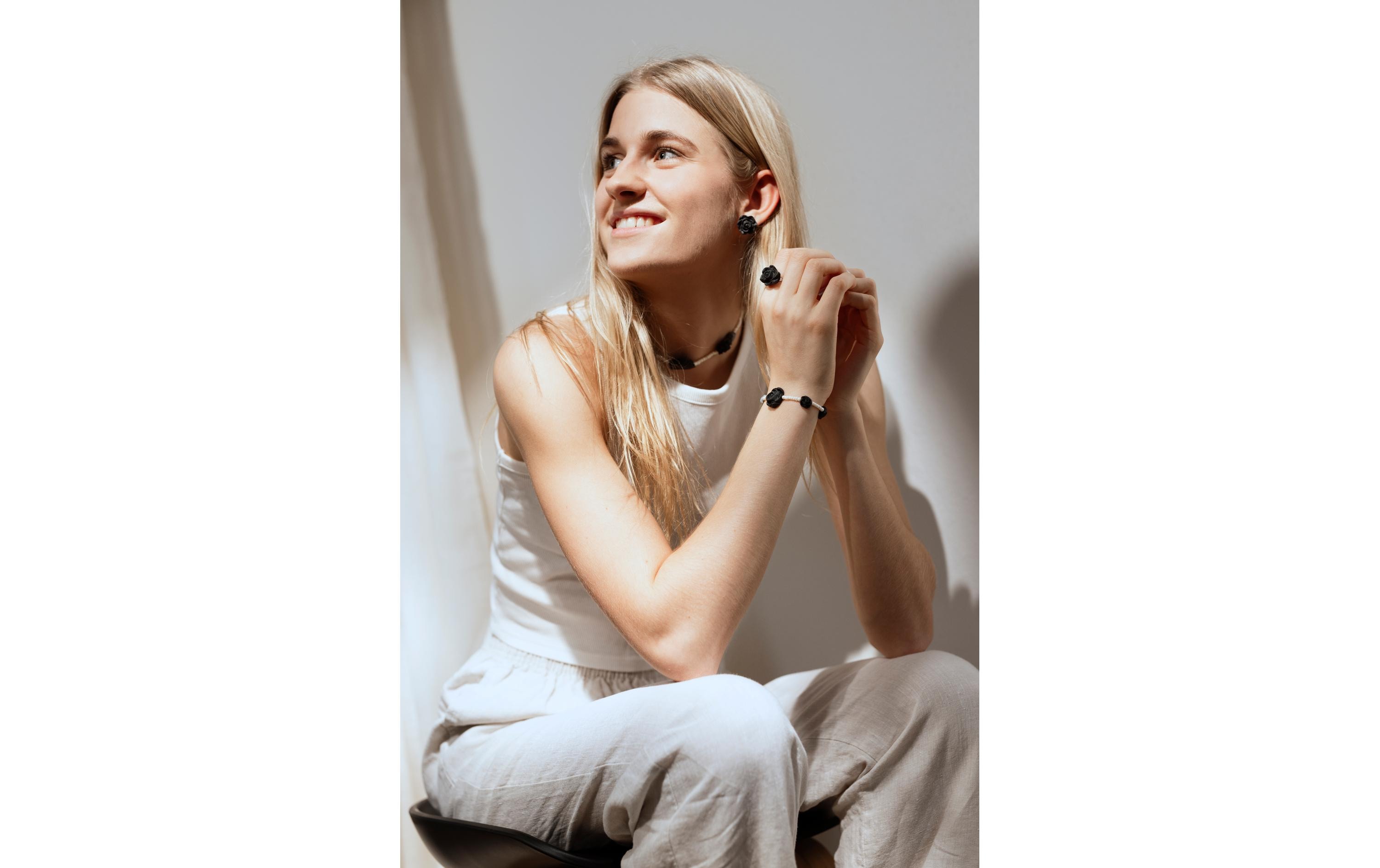 Creativ Company Schmuck Bastelset Rosen, Schwarz/Weiss