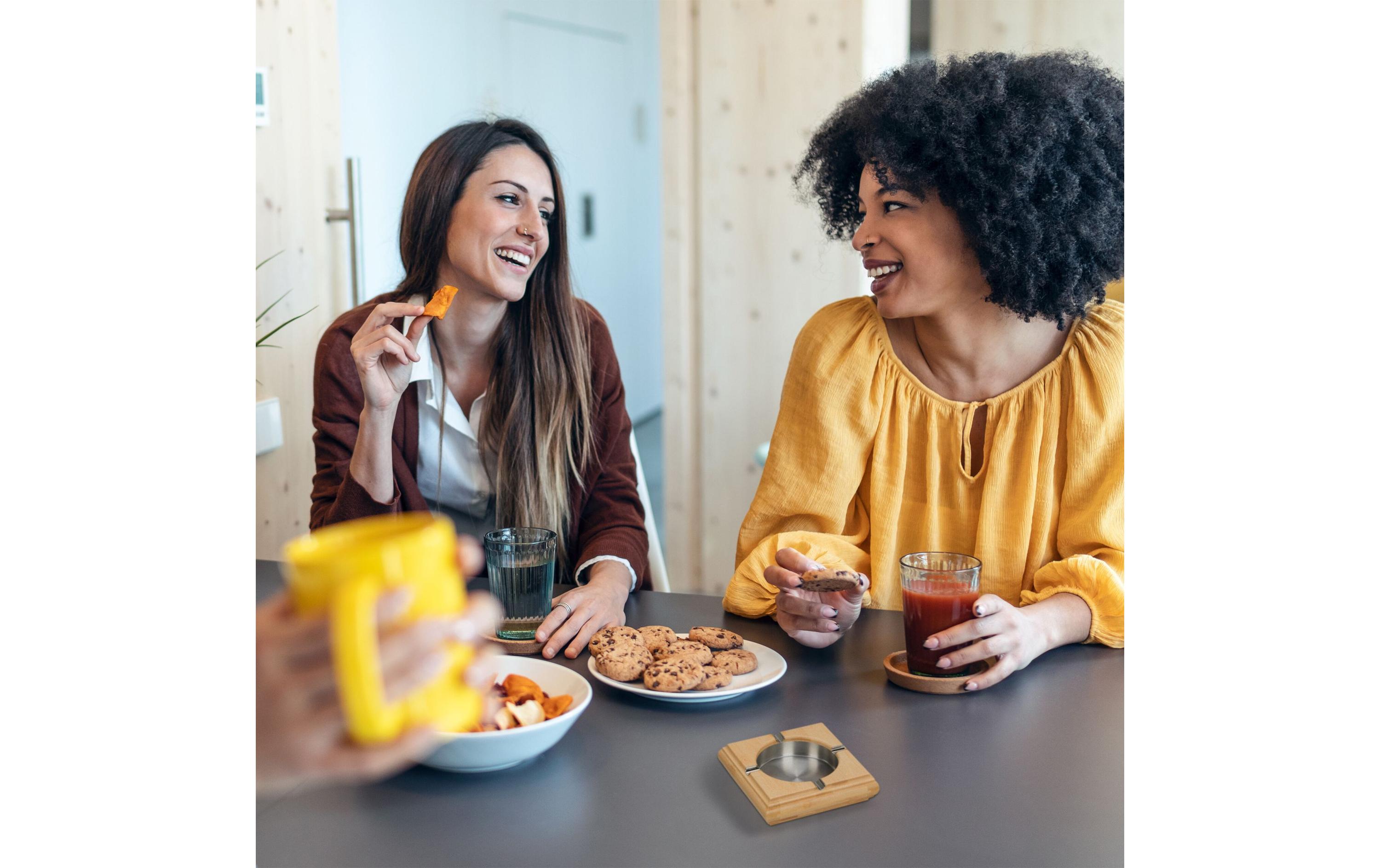 relaxdays Aschenbecher Bambus Nature/Silber