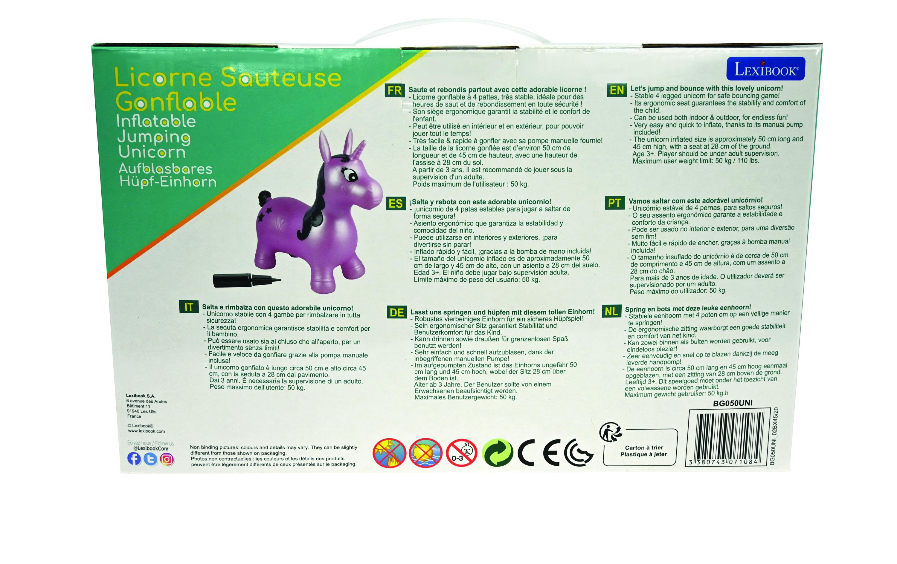 Lexibook Hüpftier Einhorn 50 cm