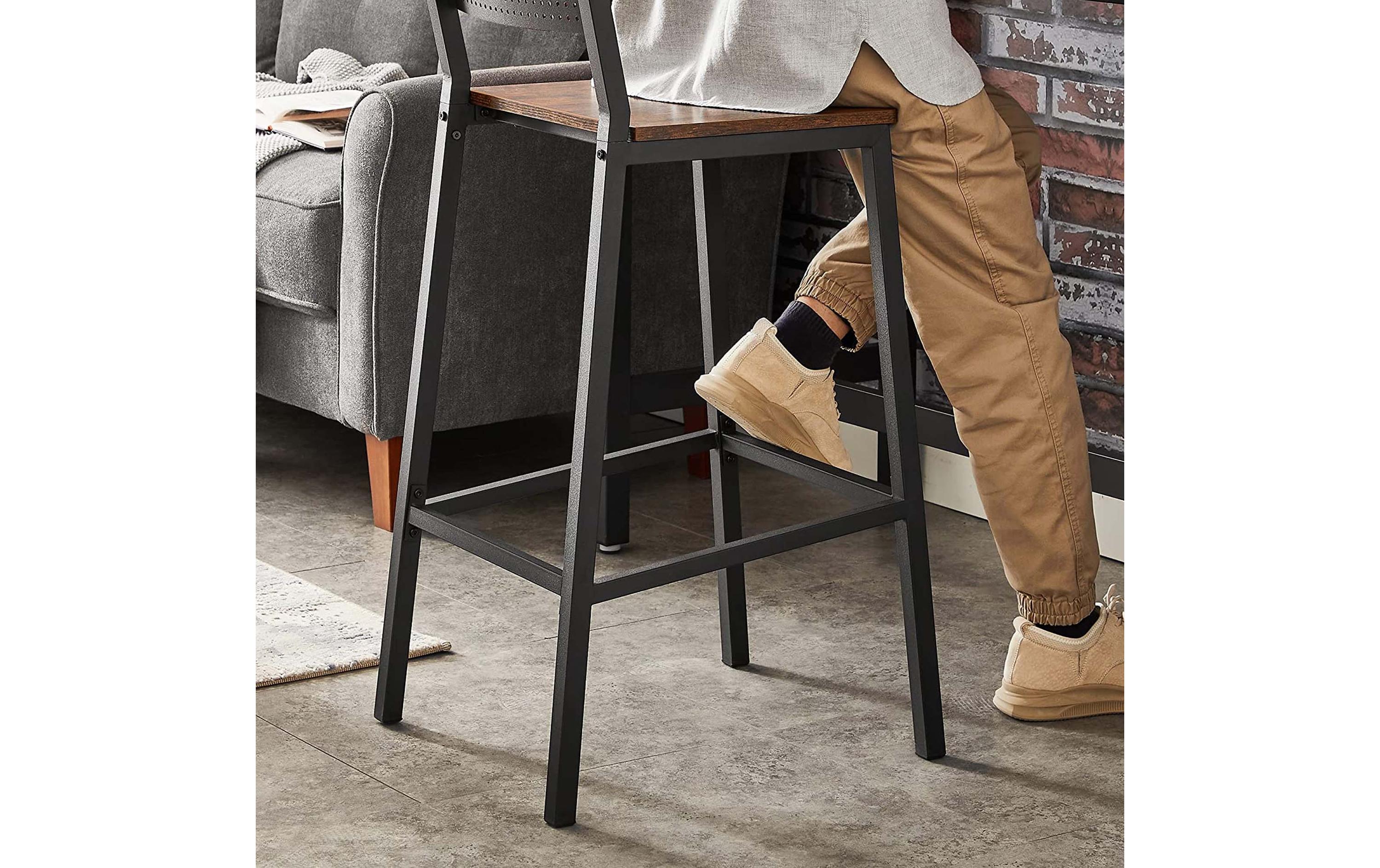 VASAGLE Barhocker 2 Stück 43.1 x 97.2 cm, Schwarz/Braun