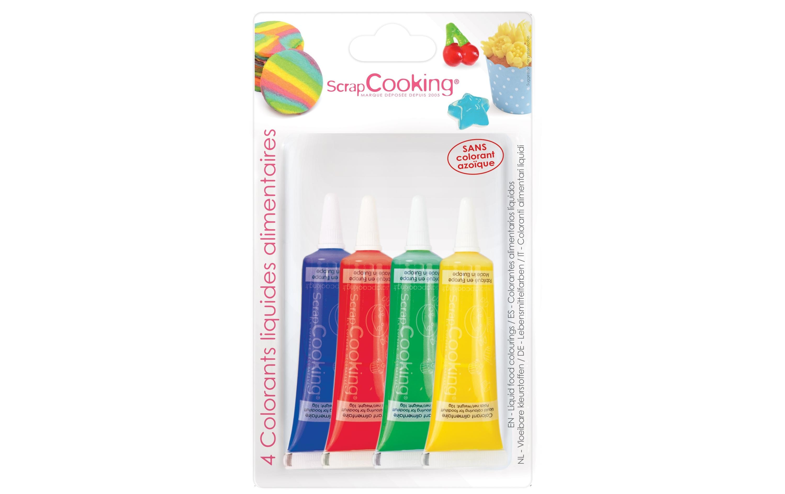 ScrapCooking Lebensmittelfarben-Set Blau/Gelb/Grün/Rot