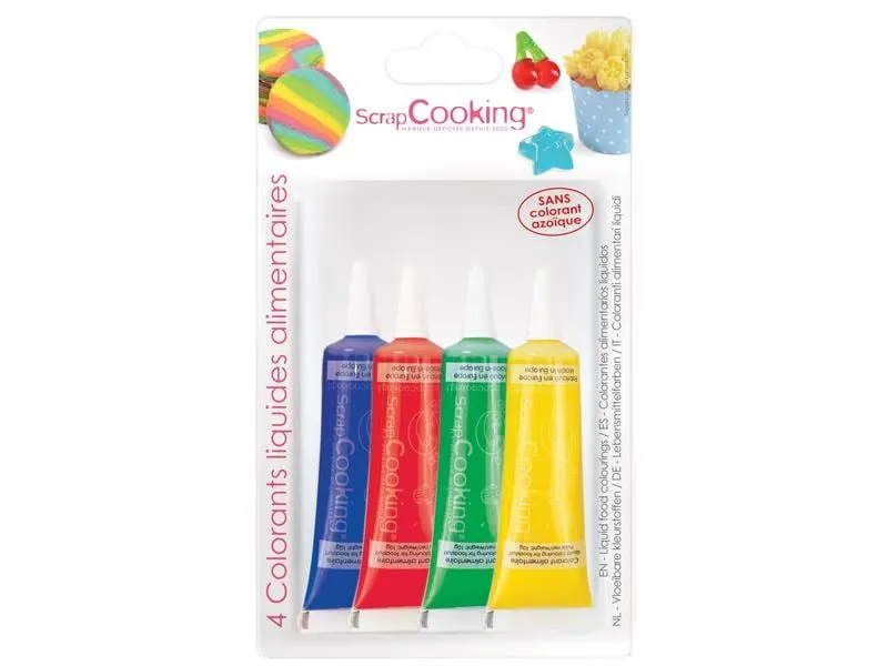 ScrapCooking Lebensmittelfarben-Set Blau/Gelb/Grün/Rot