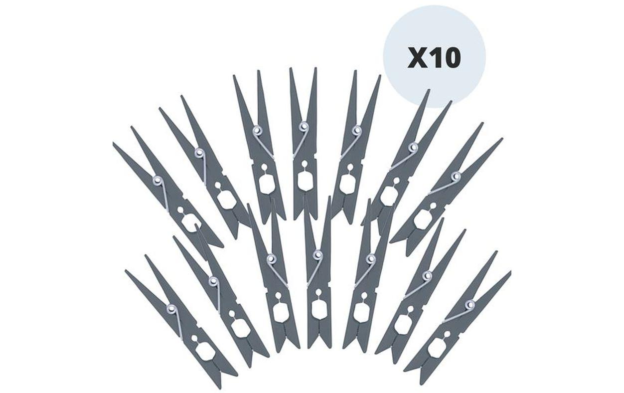 MSV Wäscheklammern Grau, 10 Stück