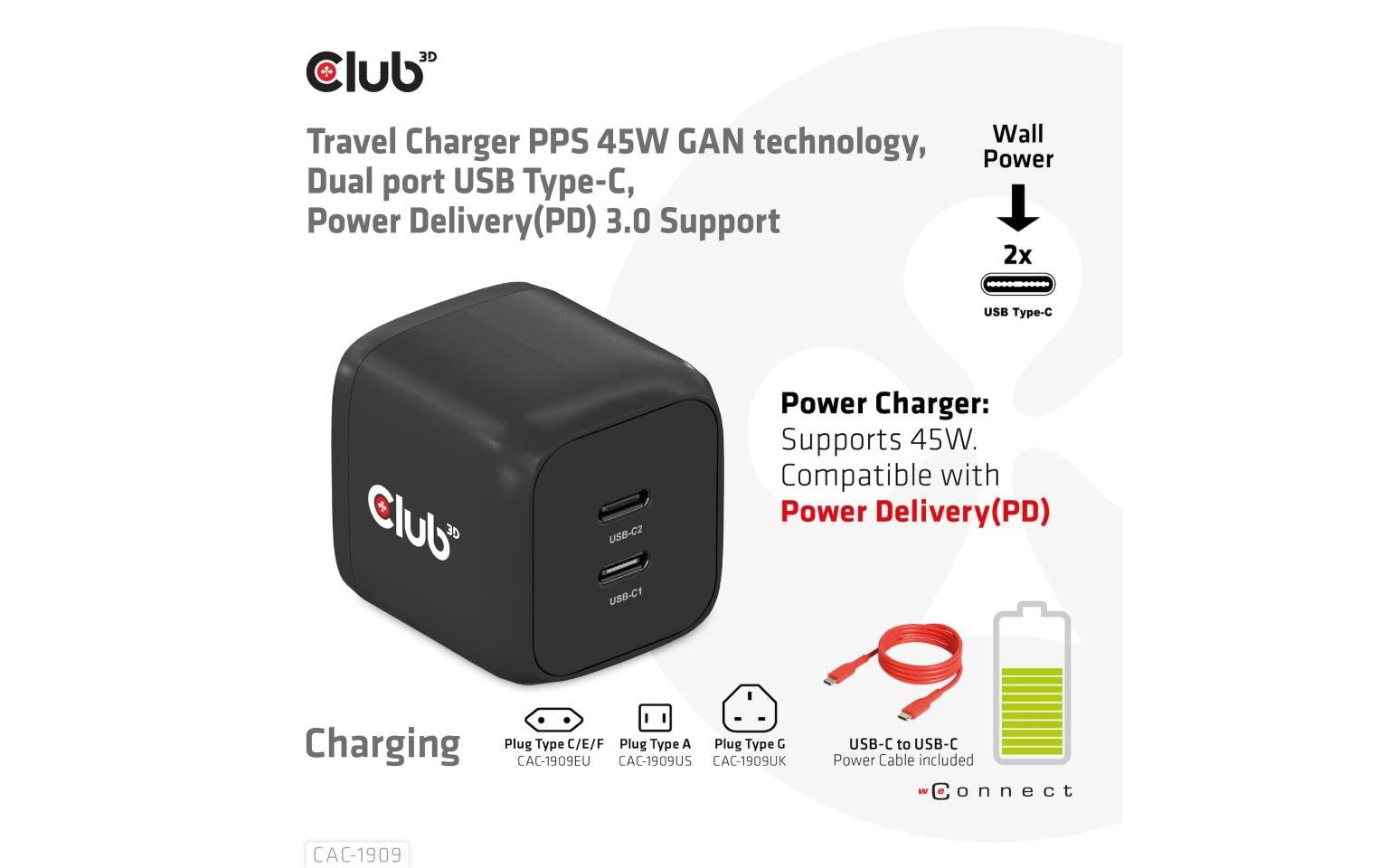 Club 3D USB-Wandladegerät CAC-1909