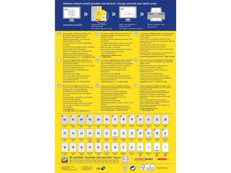 Avery Zweckform Universal-Etiketten 4780-65, 48.5 x 25.4 mm, 65 Blatt Avery Zweckform Universal-Etiketten 4780-65, 48.5 x 25.4 mm, 65 Blatt