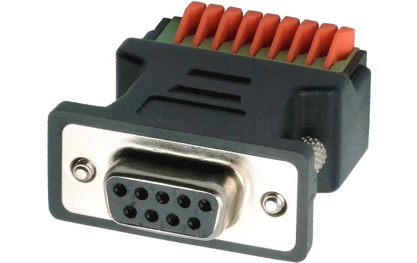 Exsys Adapter 9-pin Buchse zu 9-pin Terminal Block mit Drucktaster Exsys Adapter 9-pin Buchse zu 9-pin Terminal Block mit Drucktaster