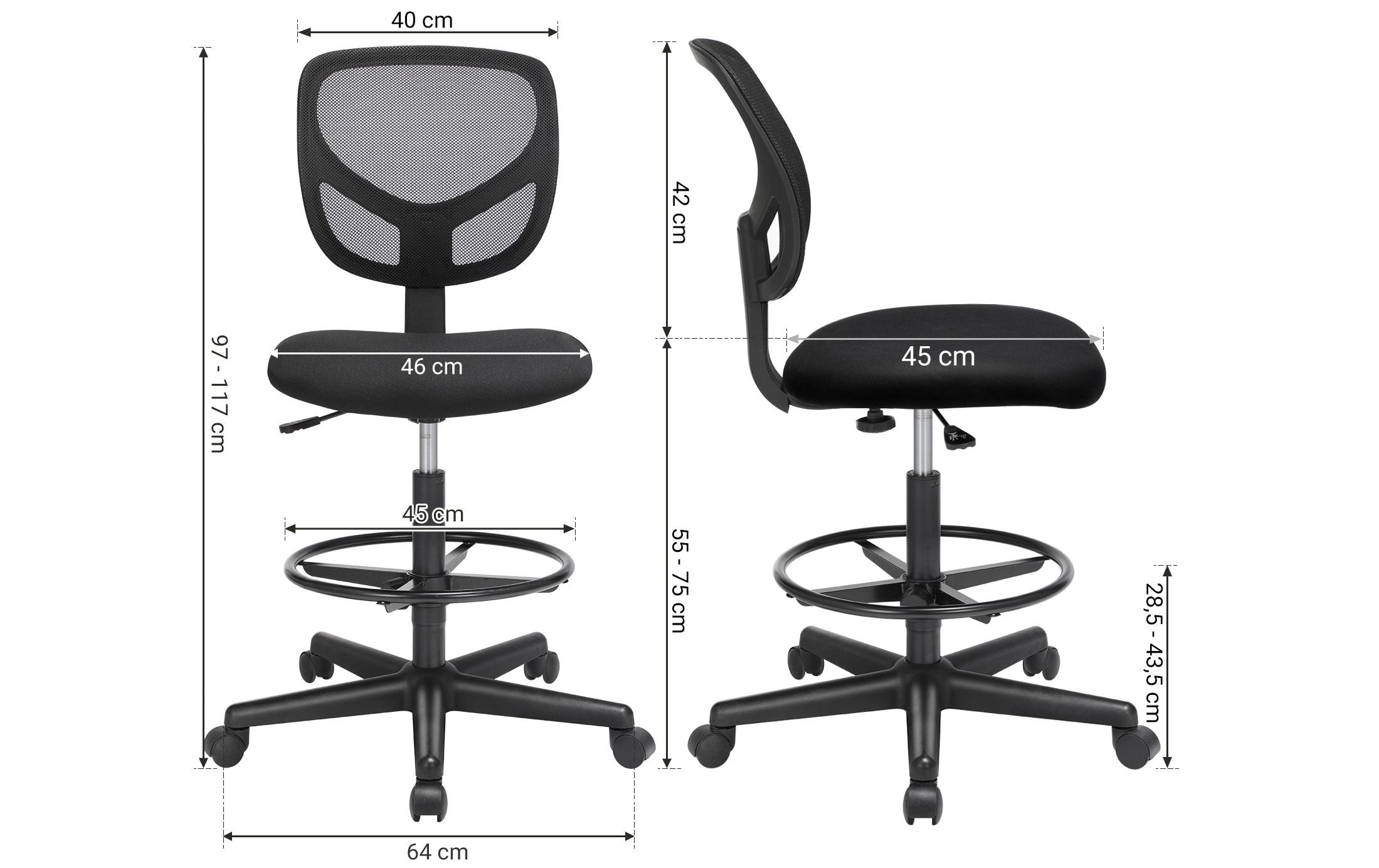 Songmics Bürostuhl mit Fusskreuz, Schwarz Songmics Bürostuhl mit Fusskreuz, Schwarz