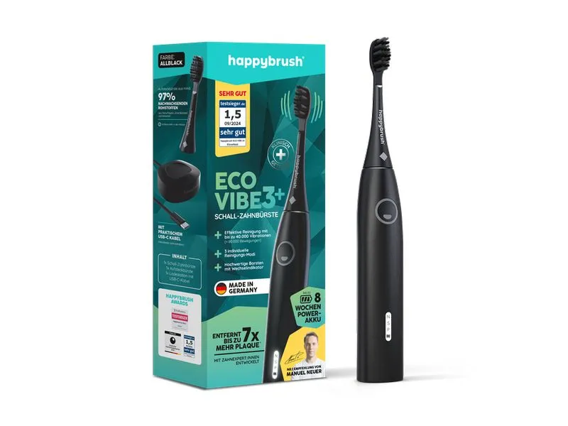 happybrush Schallzahnbürste StarterKit Eco Vibe V3+ Black happybrush Schallzahnbürste StarterKit Eco Vibe V3+ Black