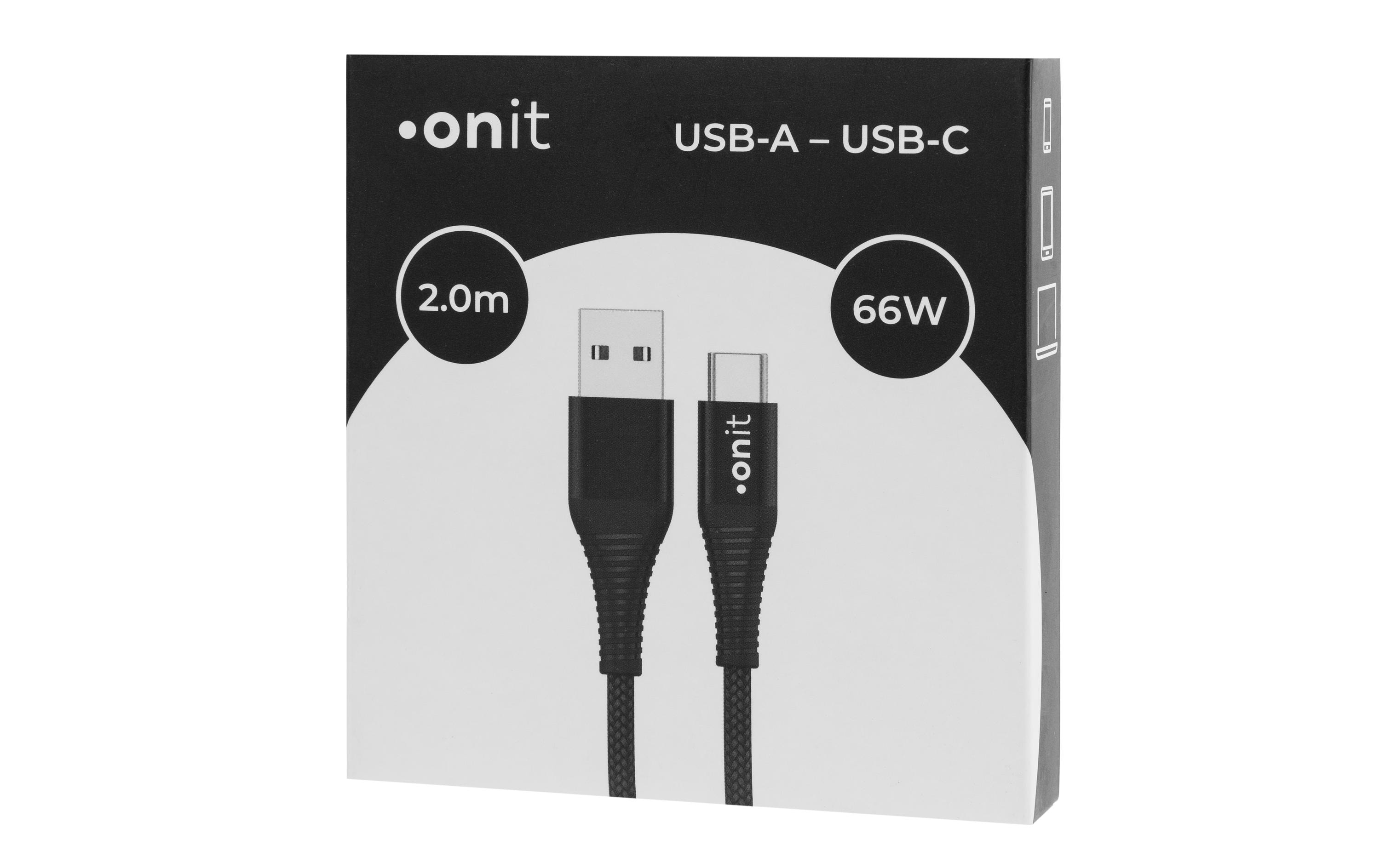 onit USB 2.0-Kabel USB A - USB C 2 m, Schwarz