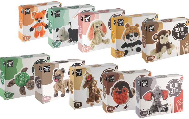 Basteln Häkelset Bulldogge Braun/Beige
