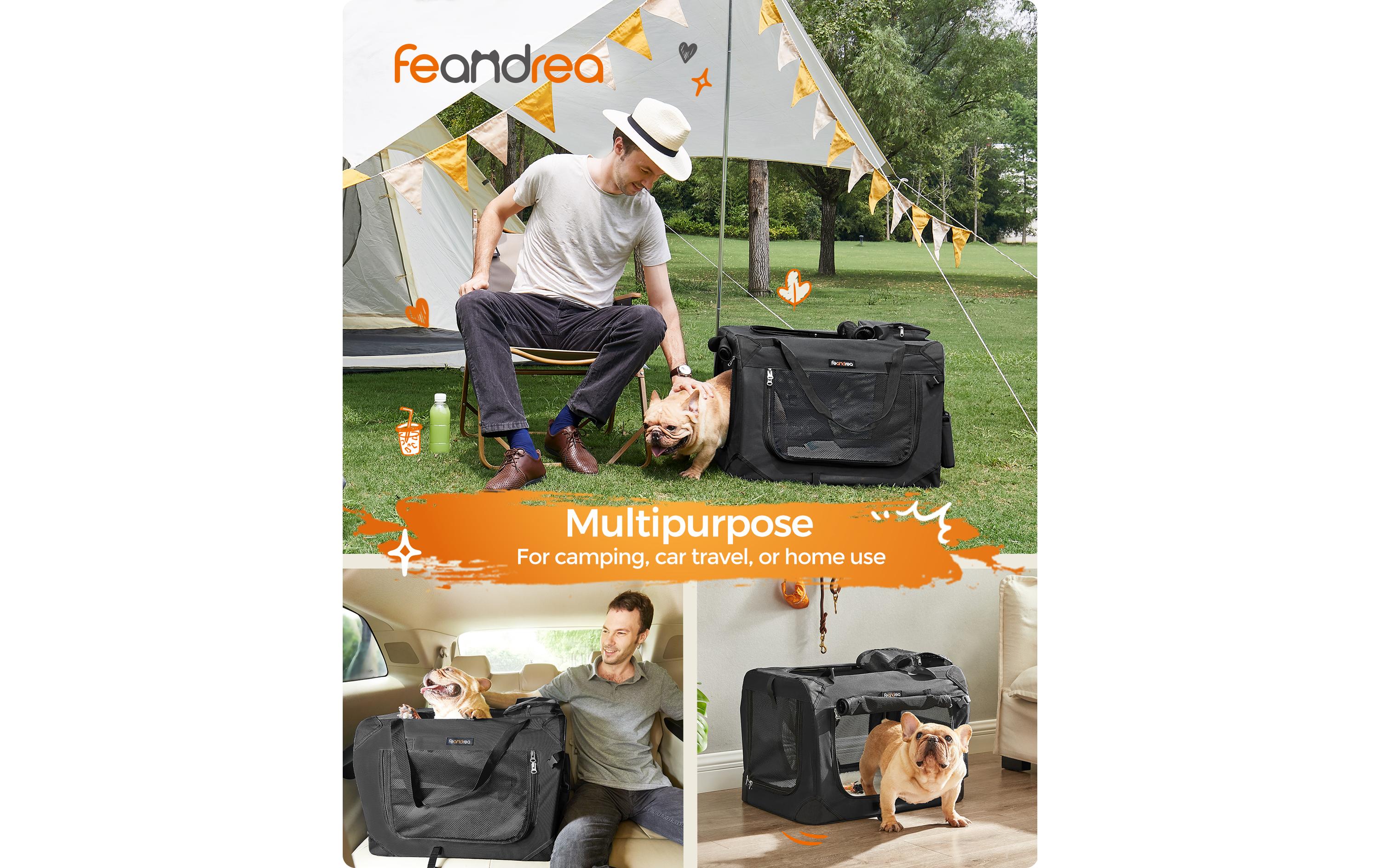 Feandrea Transportbox Haustier, 60 x 42 x 42 cm, Schwarz