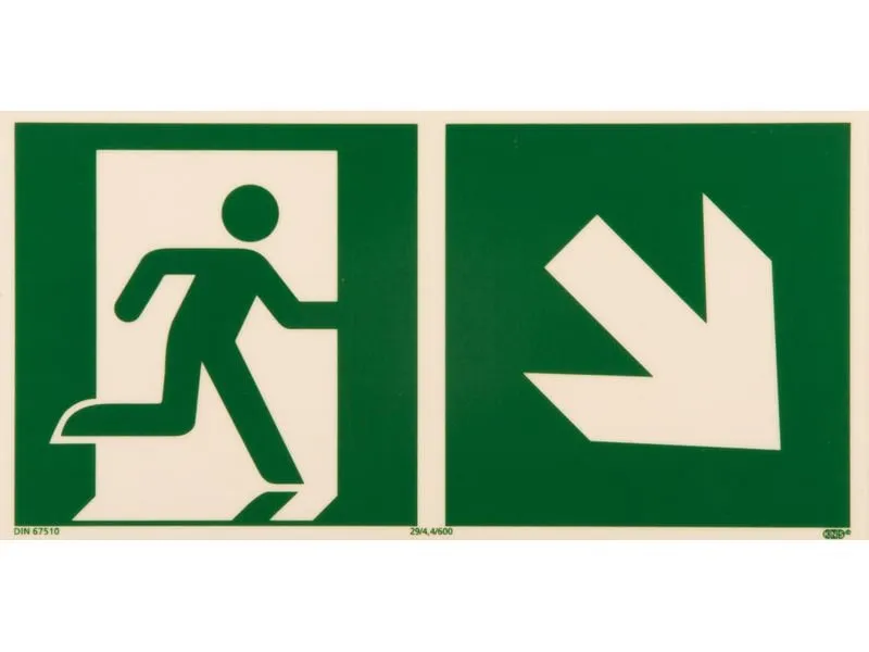 P.R.O. Rettungsweg rechts abwärts – Piktogramm 150 x 300 mm