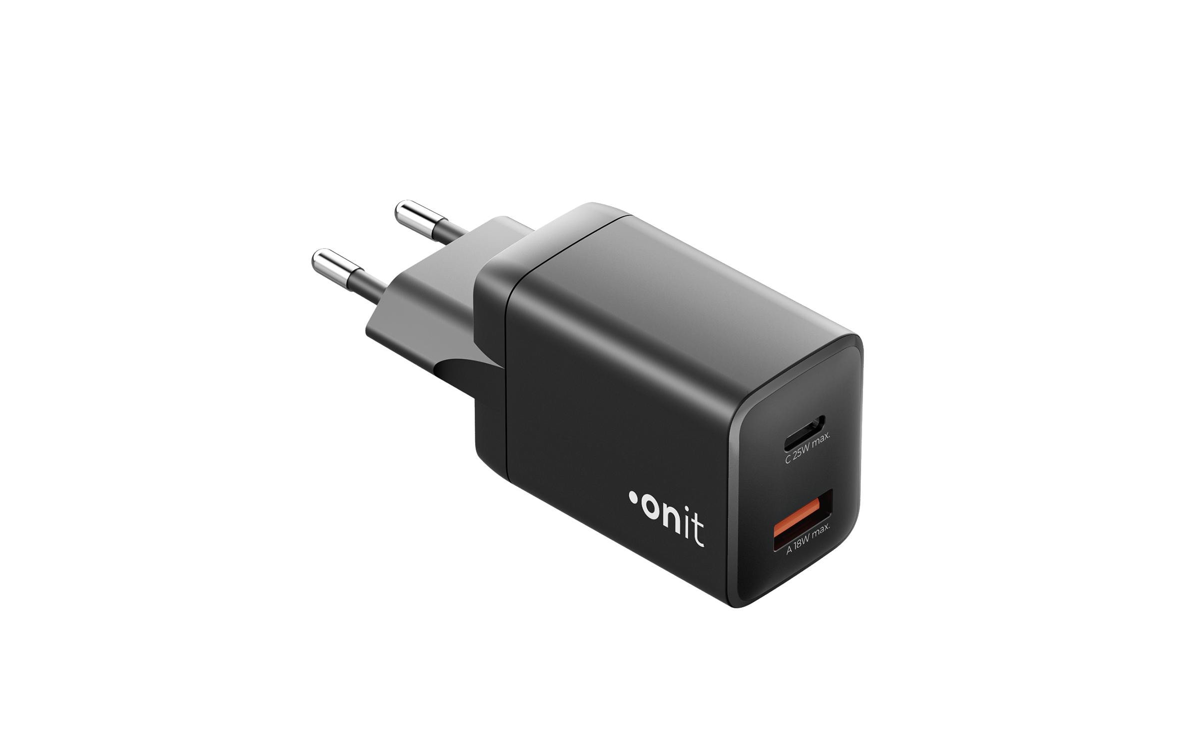 onit USB-Wandladegerät PD25W + QC3.0 Schwarz onit USB-Wandladegerät PD25W + QC3.0 Schwarz