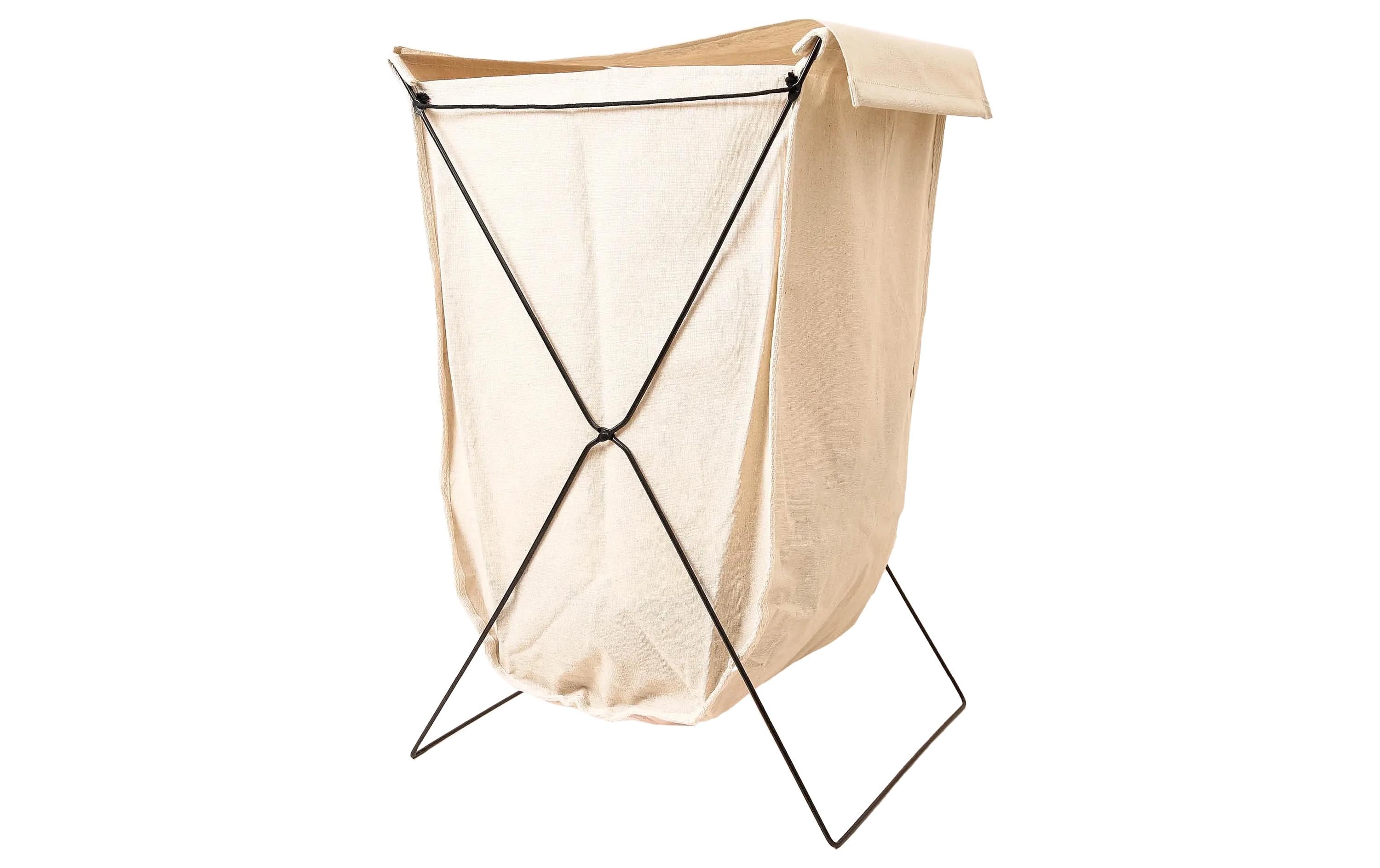 Esmée Wäschekorb mit Metall 30 l, Beige/Schwarz