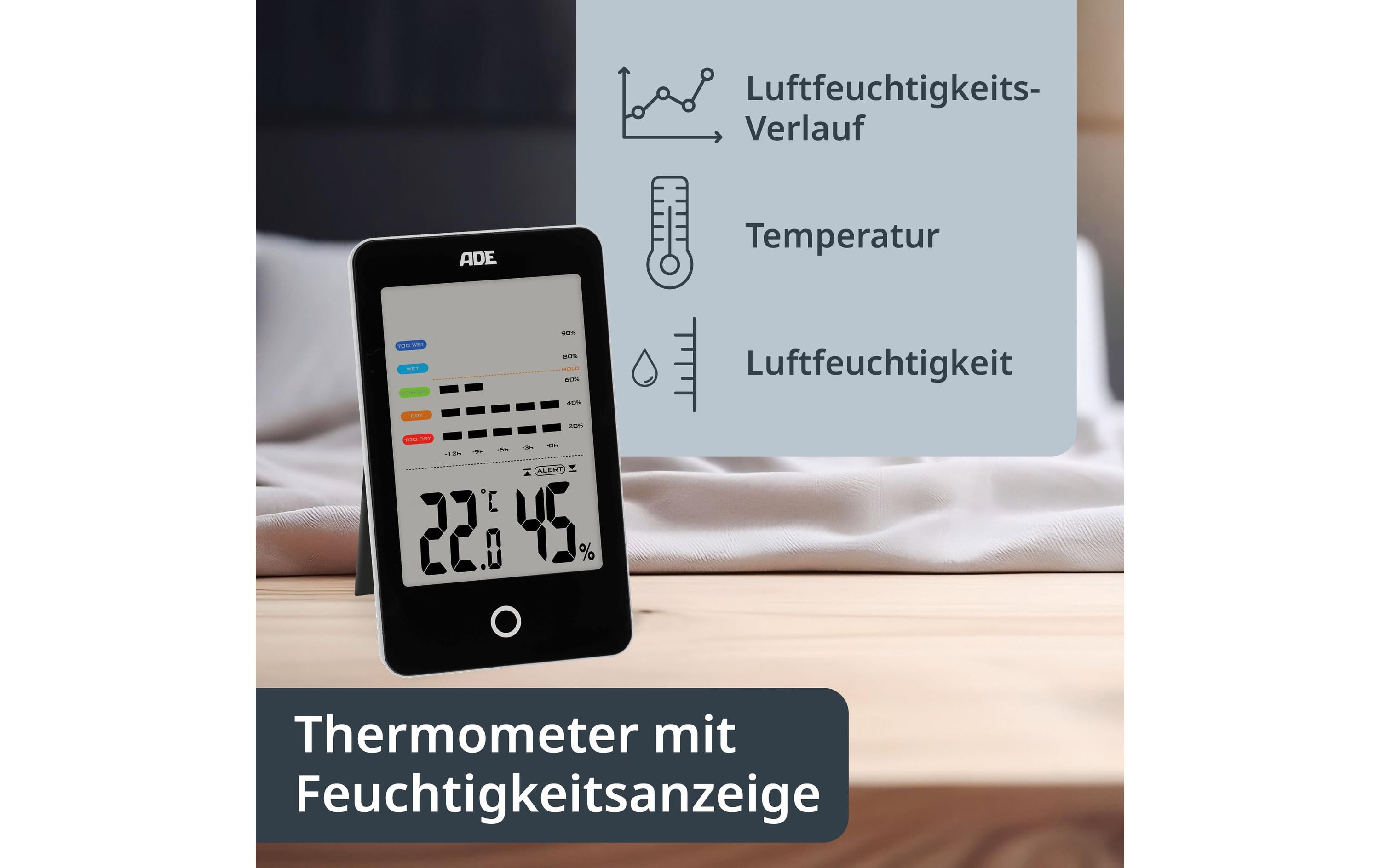 ADE Thermo-/Hygrometer digital Schwarz
