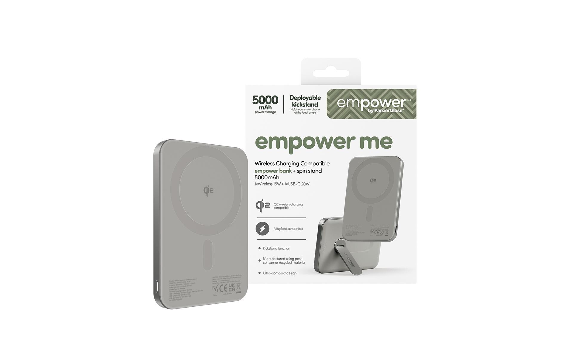 emPower by PanzerGlass Powerbank mit Spin Stand Titanium 5000 mAh emPower by PanzerGlass Powerbank mit Spin Stand Titanium 5000 mAh