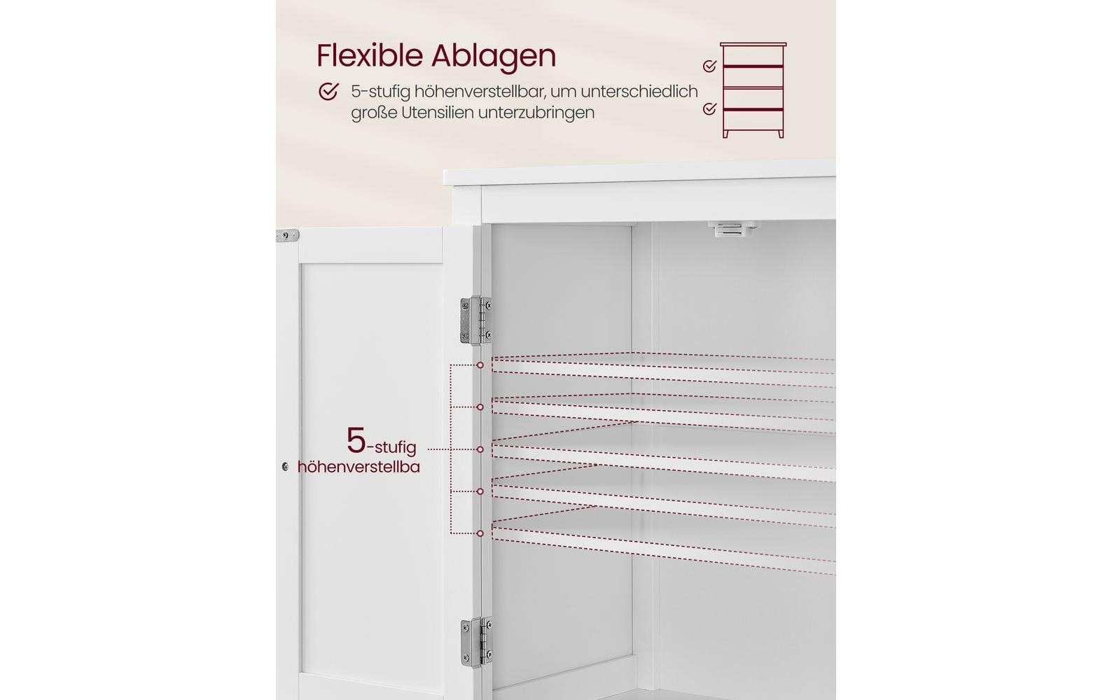 VASAGLE Vitrine Landhausstil 60 x 110 cm, Weiss