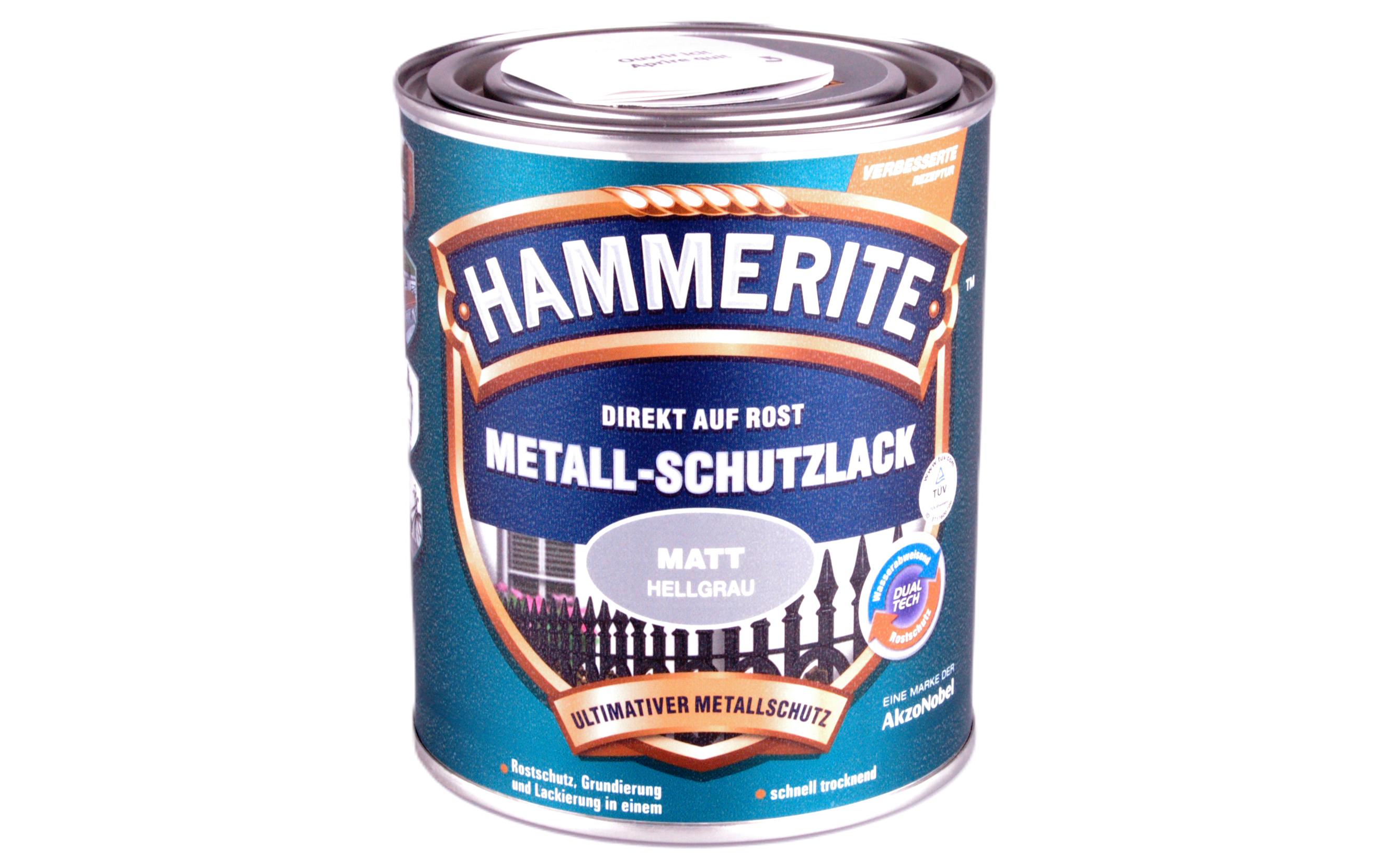 Hammerite Metall-Schutzlack Matt Hellgrau, 750 ml