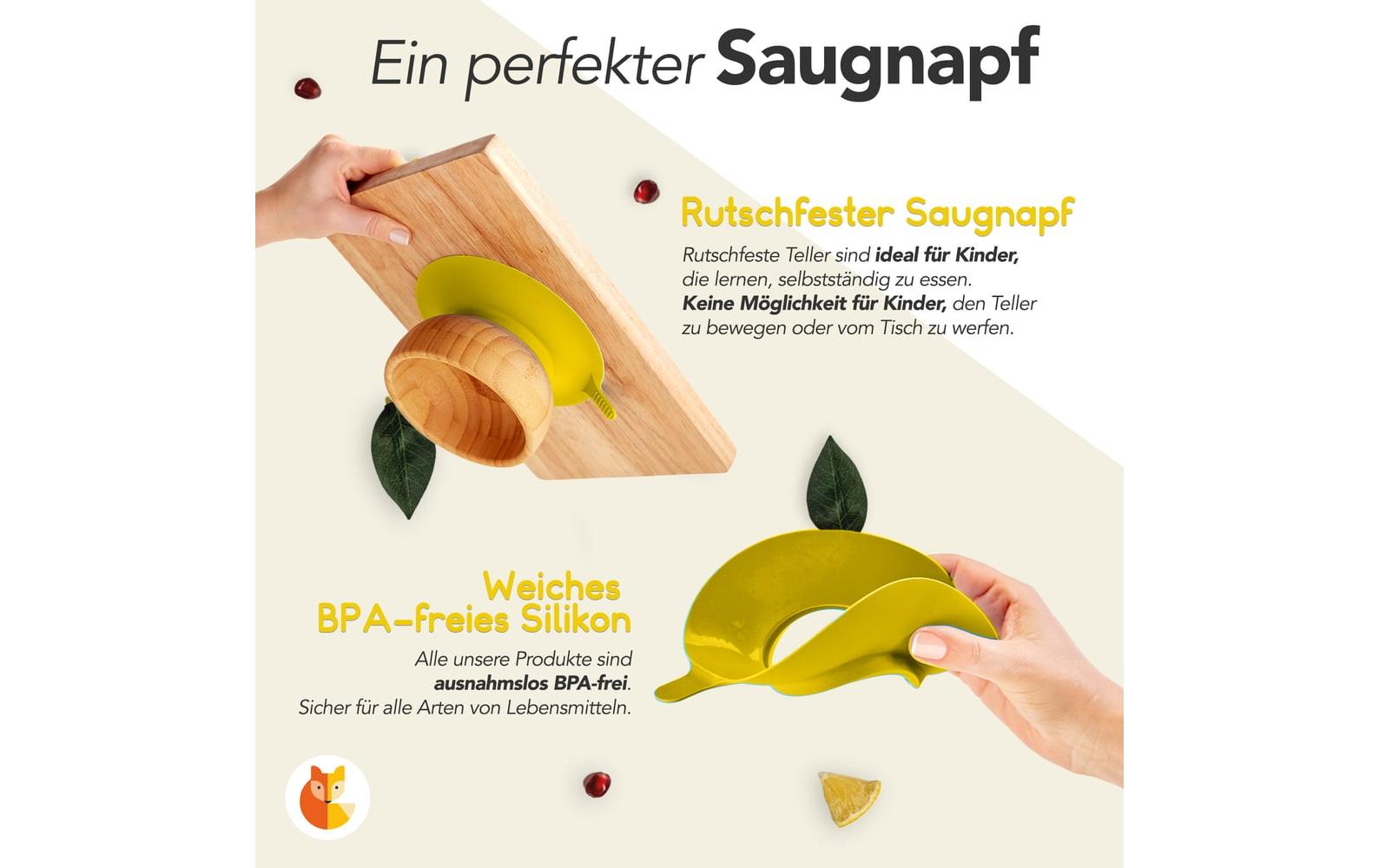 Kleinfuchs Kinderteller Bambus Hund Gelb Kleinfuchs Kinderteller Bambus Hund Gelb