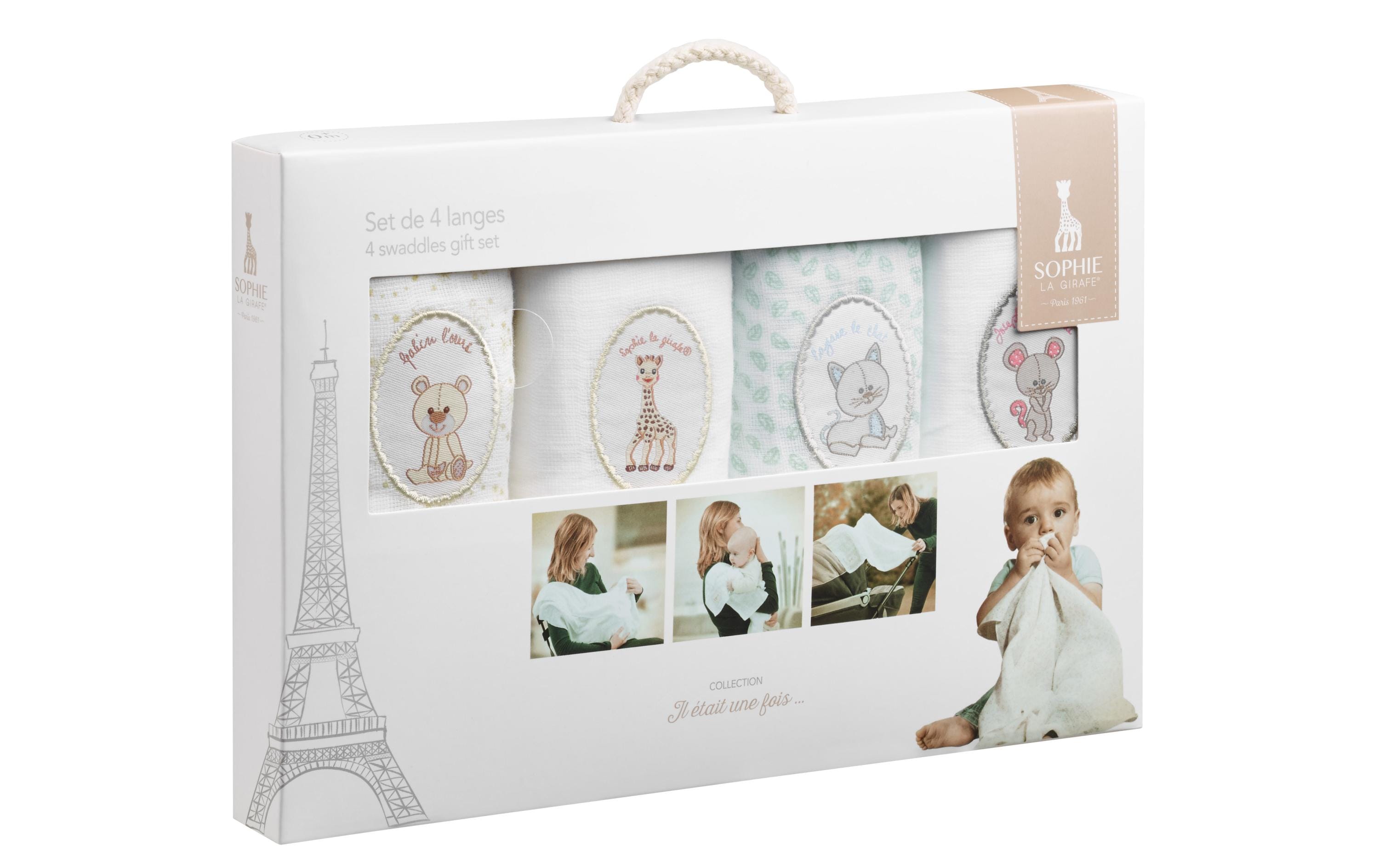 Sophie la girafe Geschenkset Mulltuch 70 x 70 cm, 4 Stück