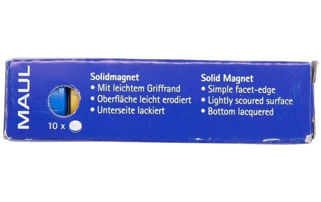 Maul Haftmagnet Solid Ø 20 mm, 300 g, farbig sortiert, 10 Stück