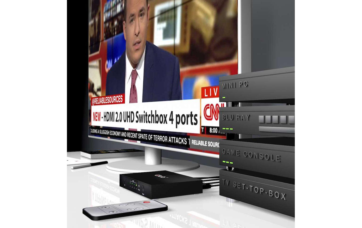 Club 3D Switchbox HDMI 2.0 UHD, 4 Port