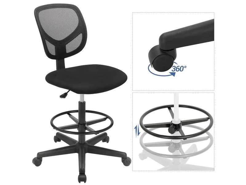 Songmics Bürostuhl mit Fusskreuz, Schwarz Songmics Bürostuhl mit Fusskreuz, Schwarz